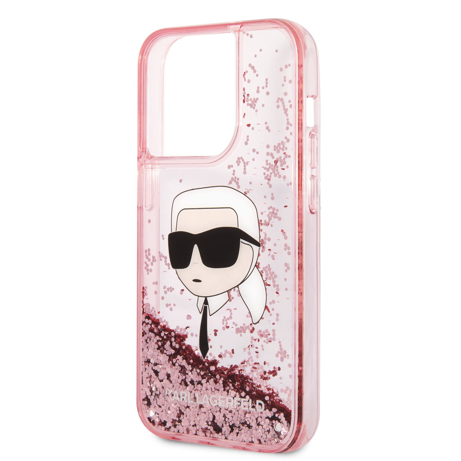 Foto 7 pulgar | Funda Karl Glitter Líquido Cabeza Para Iphone 14 Pro - Rosa
