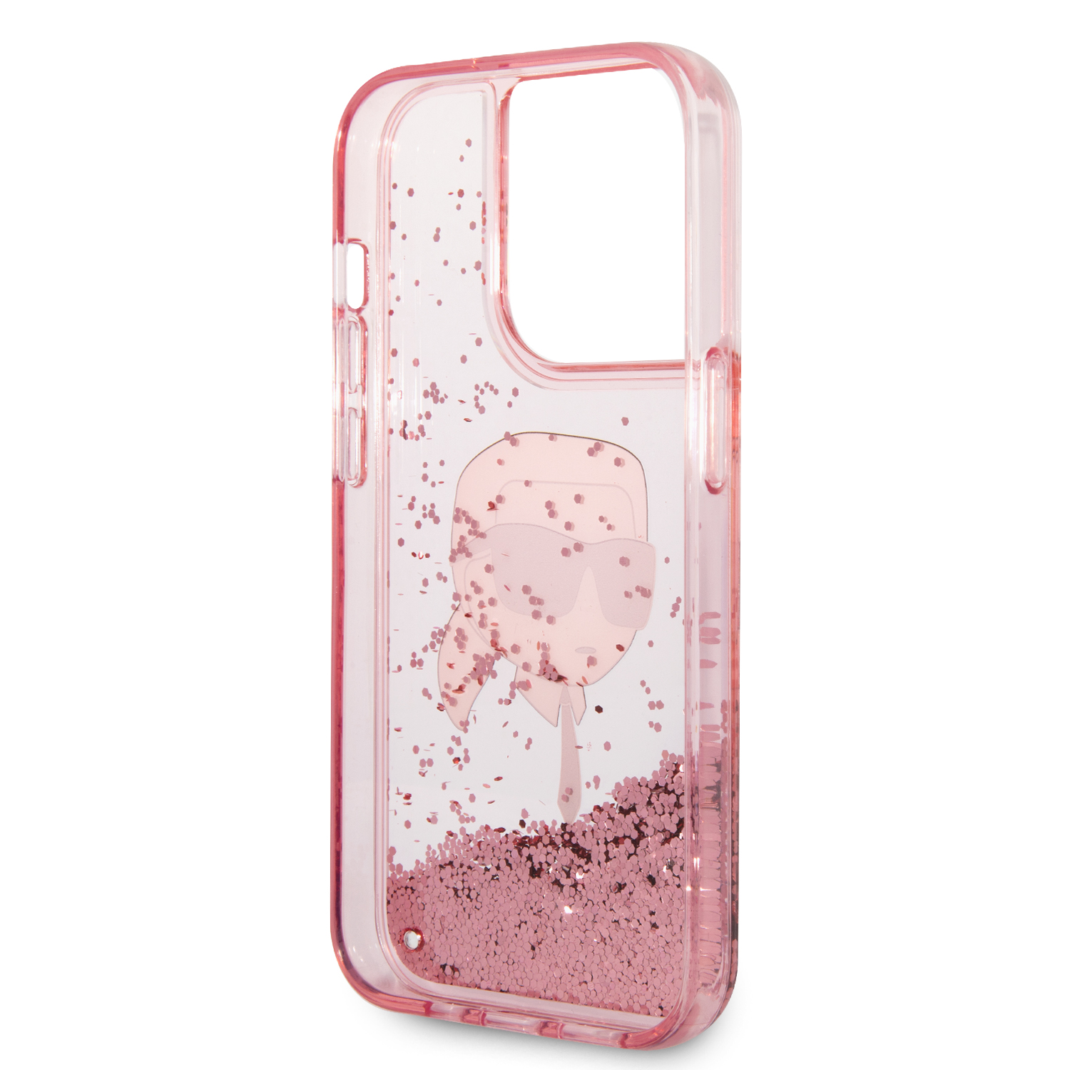 Foto 8 pulgar | Funda Karl Glitter Líquido Cabeza Para Iphone 14 Pro - Rosa