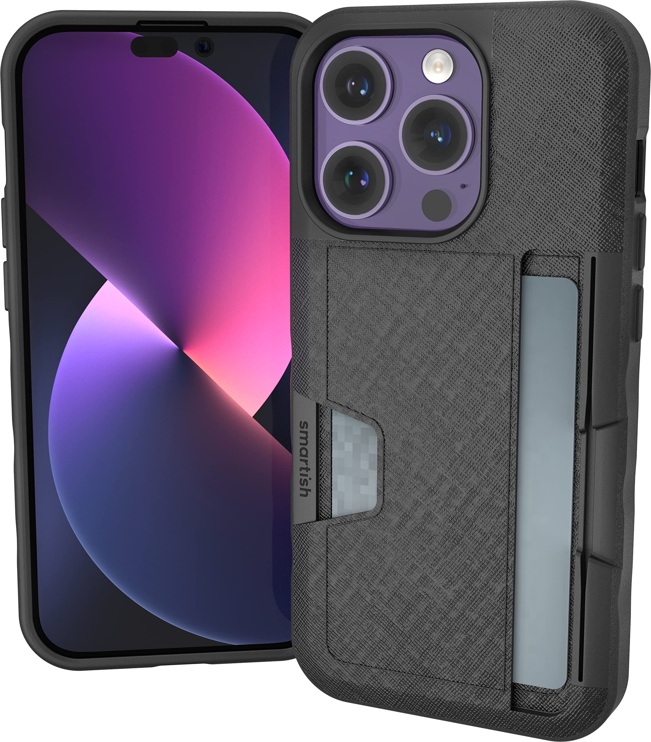 Funda Tipo Cartera Smartish Para Iphone 14 Pro Wallet Slayer Vol. 2, Color Negro - Venta Internacional.