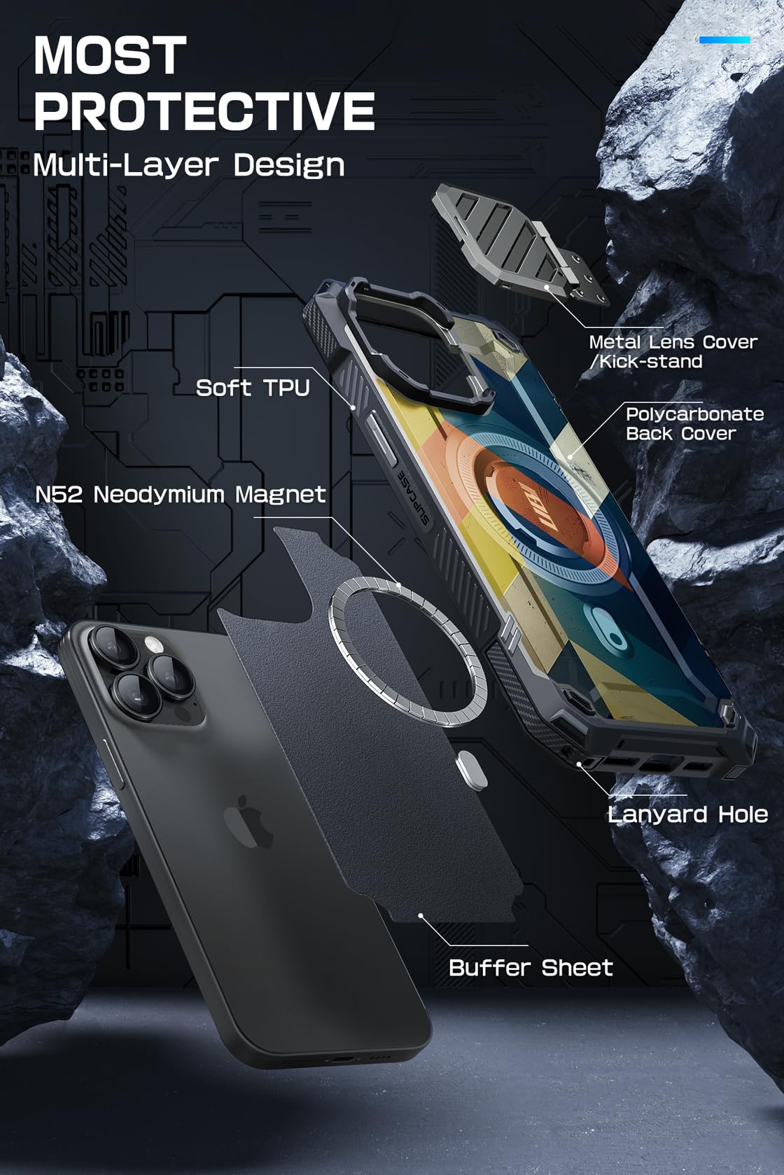 Foto 7 pulgar | Funda De Teléfono Supcase Ubmag Xt Para Iphone 15 Pro Max Con Soporte - Venta Internacional.