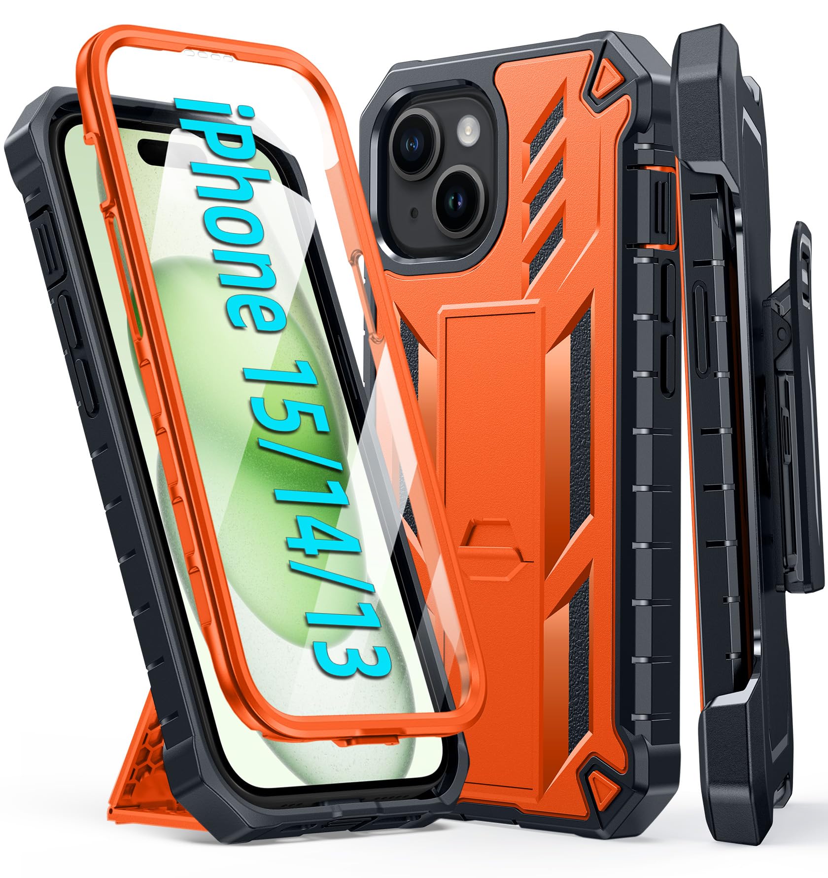 Foto 2 pulgar | Funda De Teléfono Fntcase Para Iphone 15/14/13 Militar A Prueba De Golpes, Naranja - Venta Internacional.