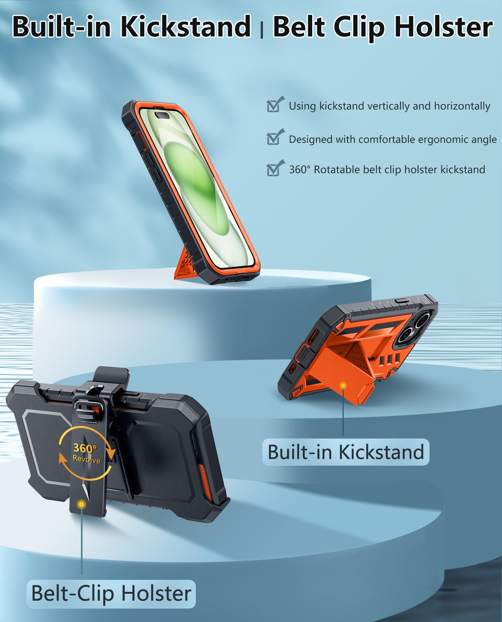 Foto 5 pulgar | Funda De Teléfono Fntcase Para Iphone 15/14/13 Militar A Prueba De Golpes, Naranja - Venta Internacional.
