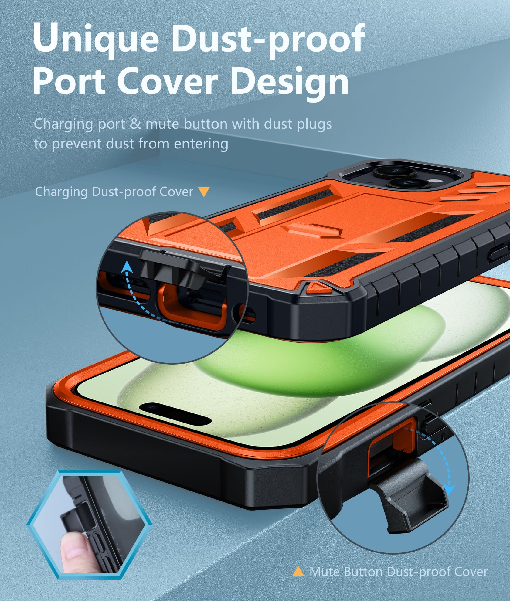 Foto 6 | Funda De Teléfono Fntcase Para Iphone 15/14/13 Militar A Prueba De Golpes, Naranja - Venta Internacional.