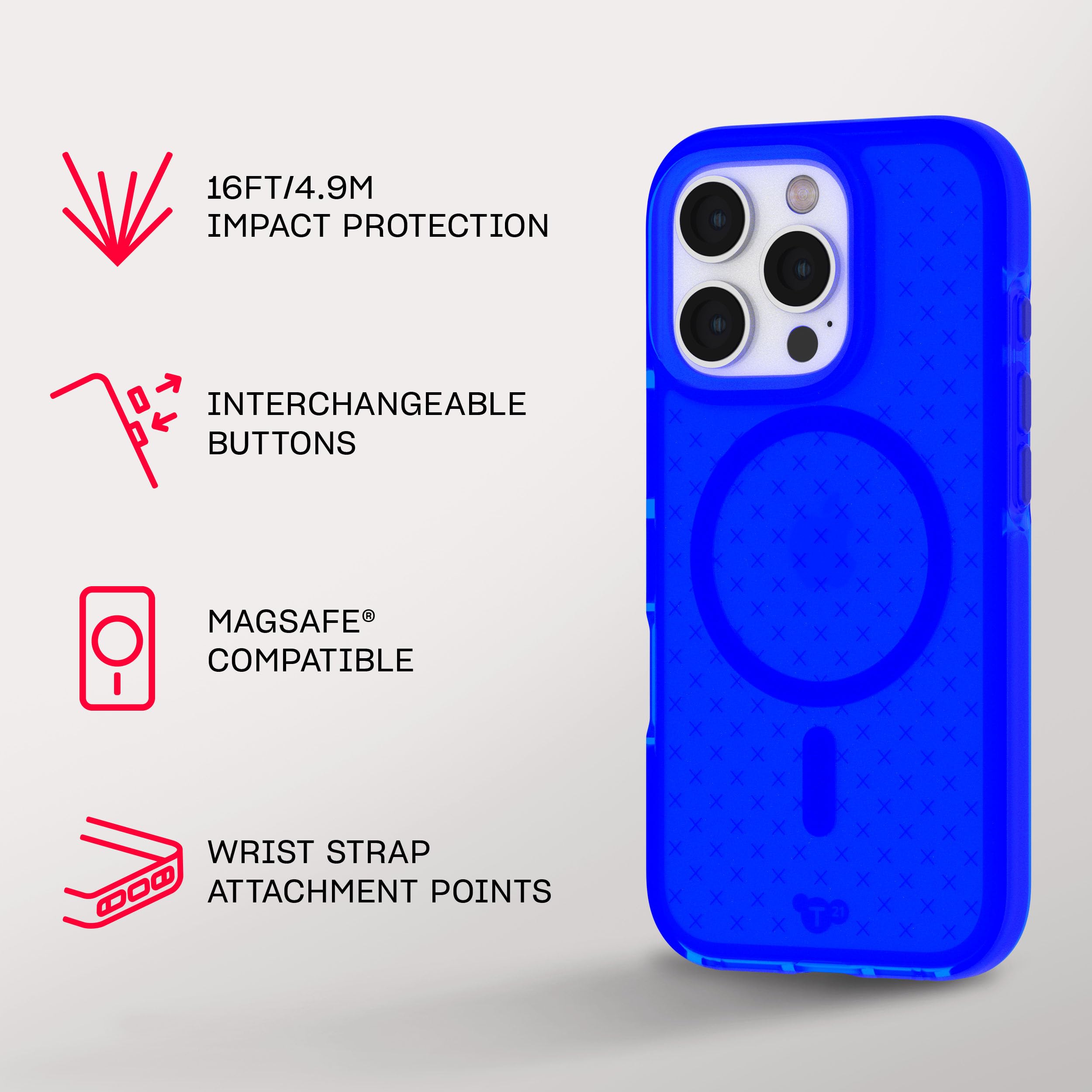 Foto 4 | Funda Tech21 Evocheck Para Iphone 16 Pro Con Magsafe Azul Cobalto - Venta Internacional.