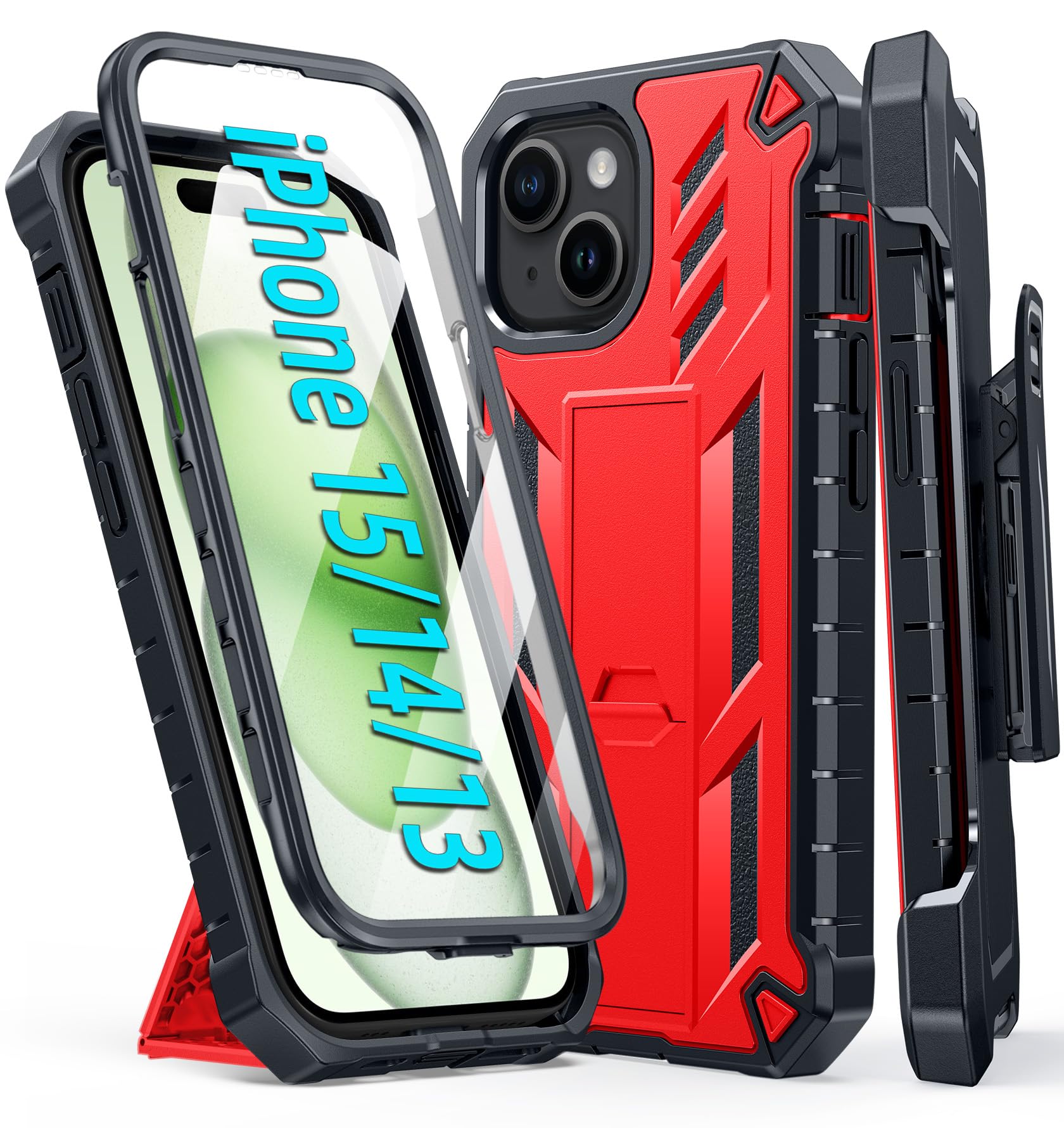Funda De Teléfono Fntcase Para Iphone 15/14/13, Militar, A Prueba De Golpes, Roja - Venta Internacional.