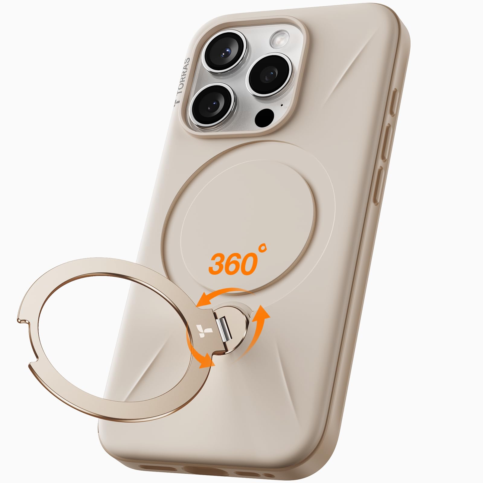 Funda De Teléfono Torras Ostand Spin Para Iphone 15 Pro Desert Beige - Venta Internacional.