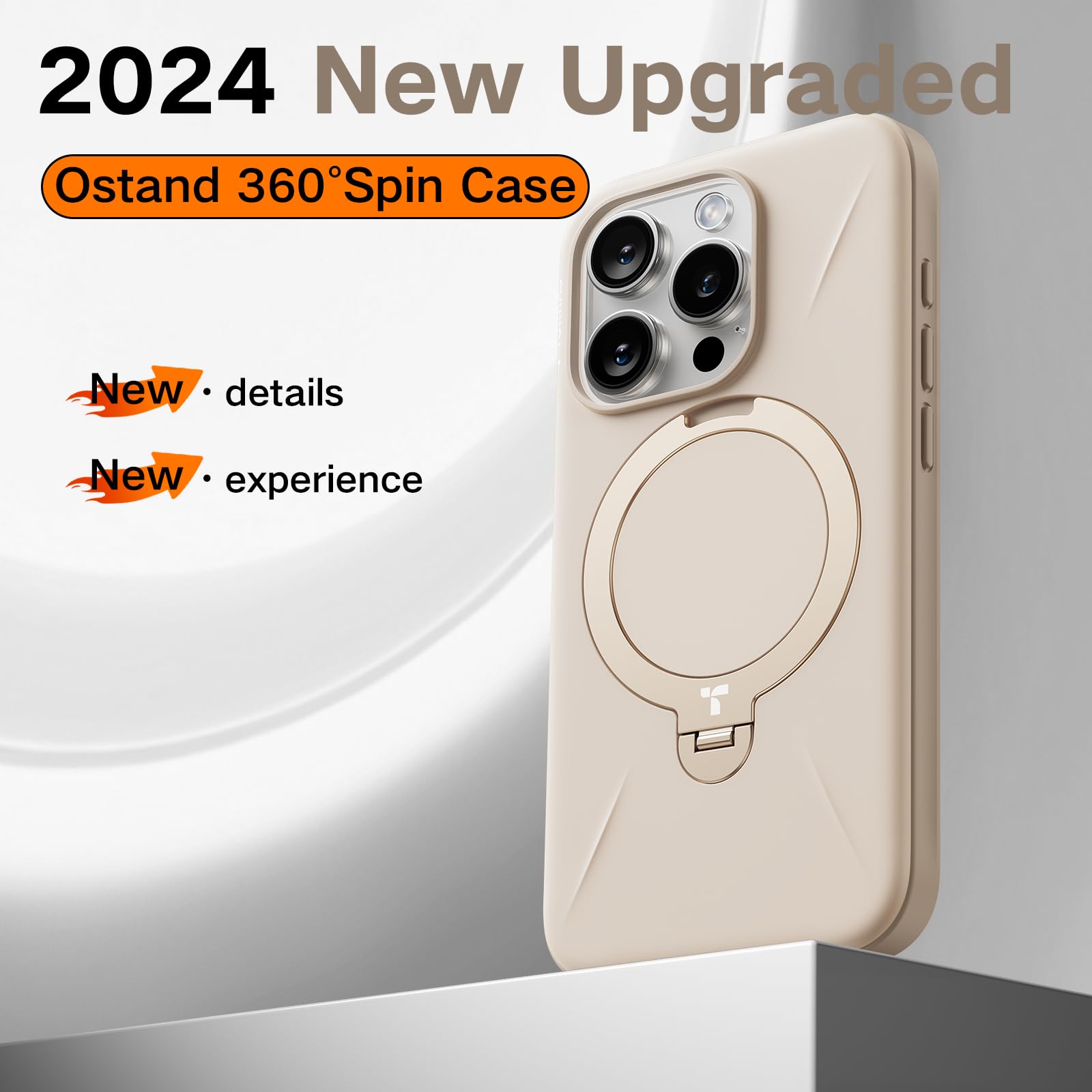 Foto 2 | Funda De Teléfono Torras Ostand Spin Para Iphone 15 Pro Desert Beige - Venta Internacional.