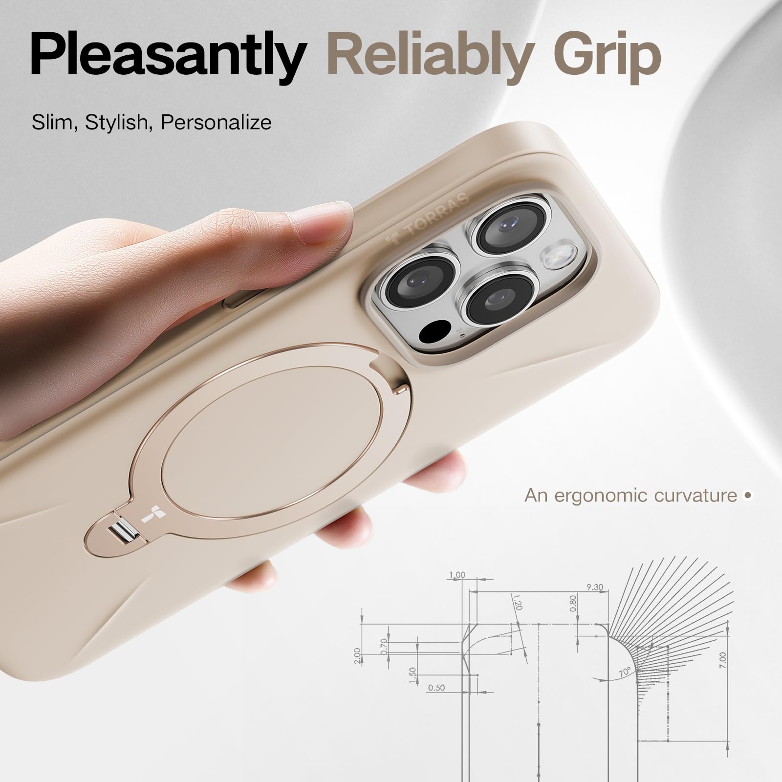 Foto 6 pulgar | Funda De Teléfono Torras Ostand Spin Para Iphone 15 Pro Desert Beige - Venta Internacional.