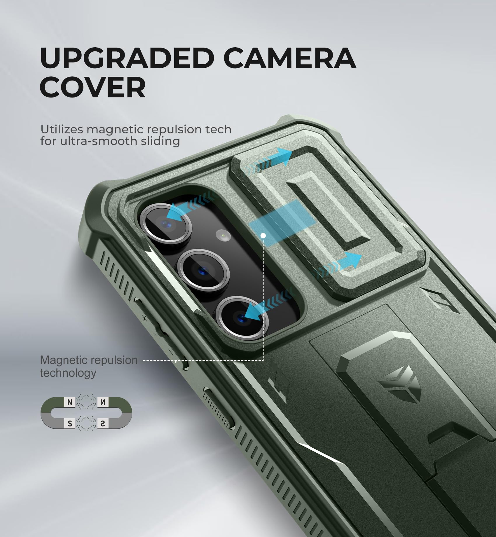 Foto 4 pulgar | Funda Dexnor Para Samsung Galaxy S24 Fe Con Funda De Cámara, Color Verde Militar - Venta Internacional.
