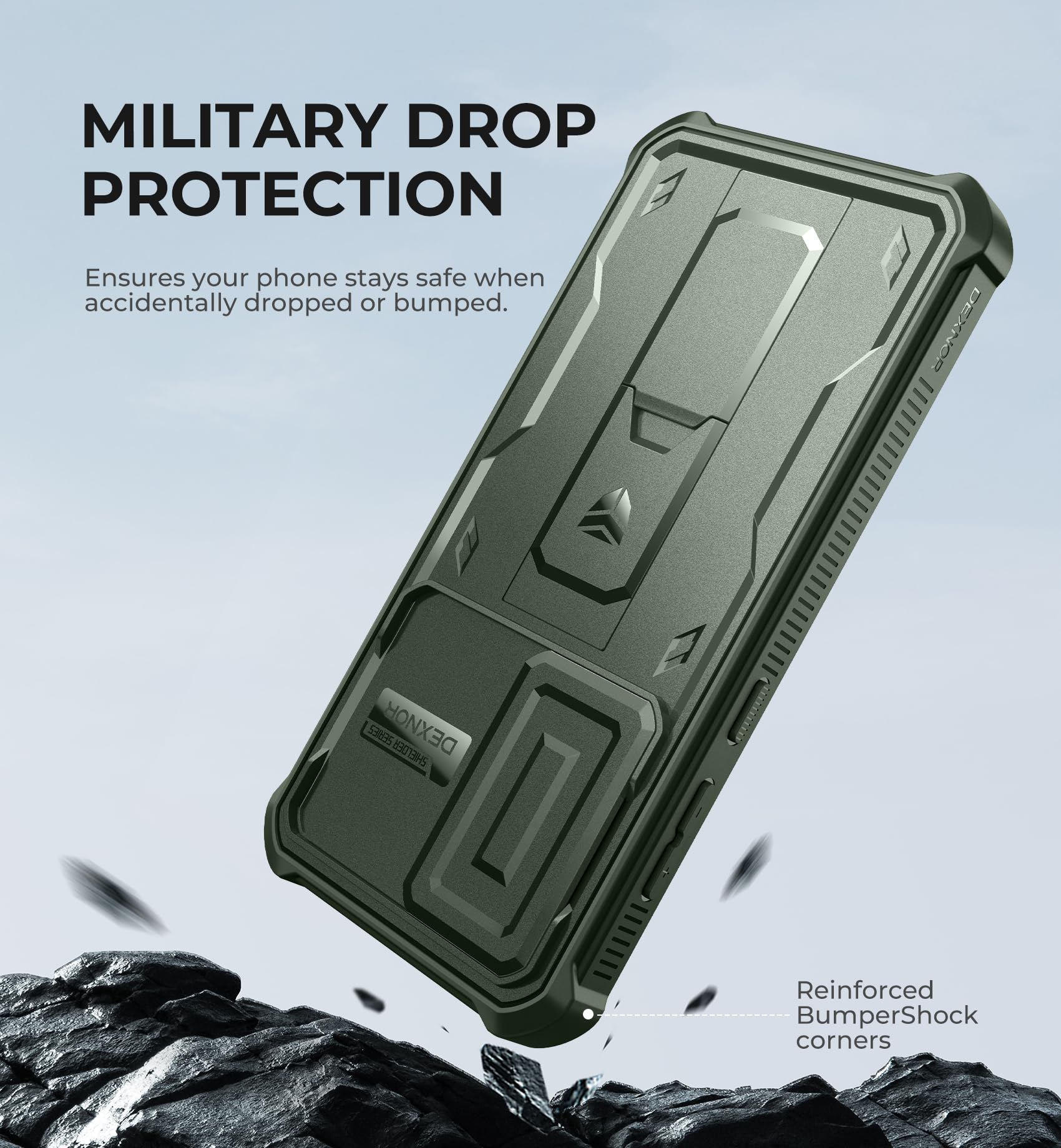 Foto 7 pulgar | Funda Dexnor Para Samsung Galaxy S24 Fe Con Funda De Cámara, Color Verde Militar - Venta Internacional.