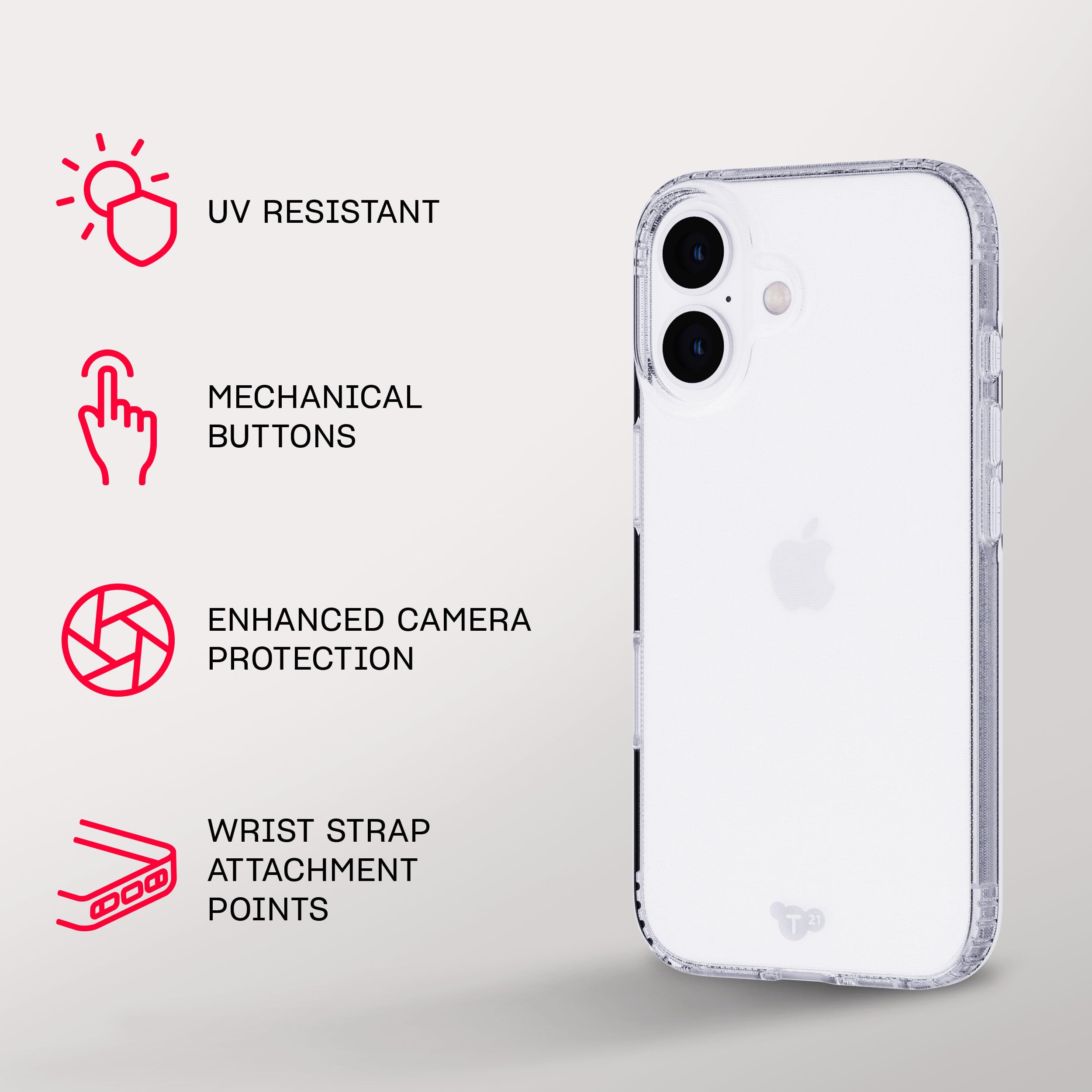 Foto 5 pulgar | Protección Contra Impactos Case Tech21 Evolite Para Iphone 16, Transparente - Venta Internacional.