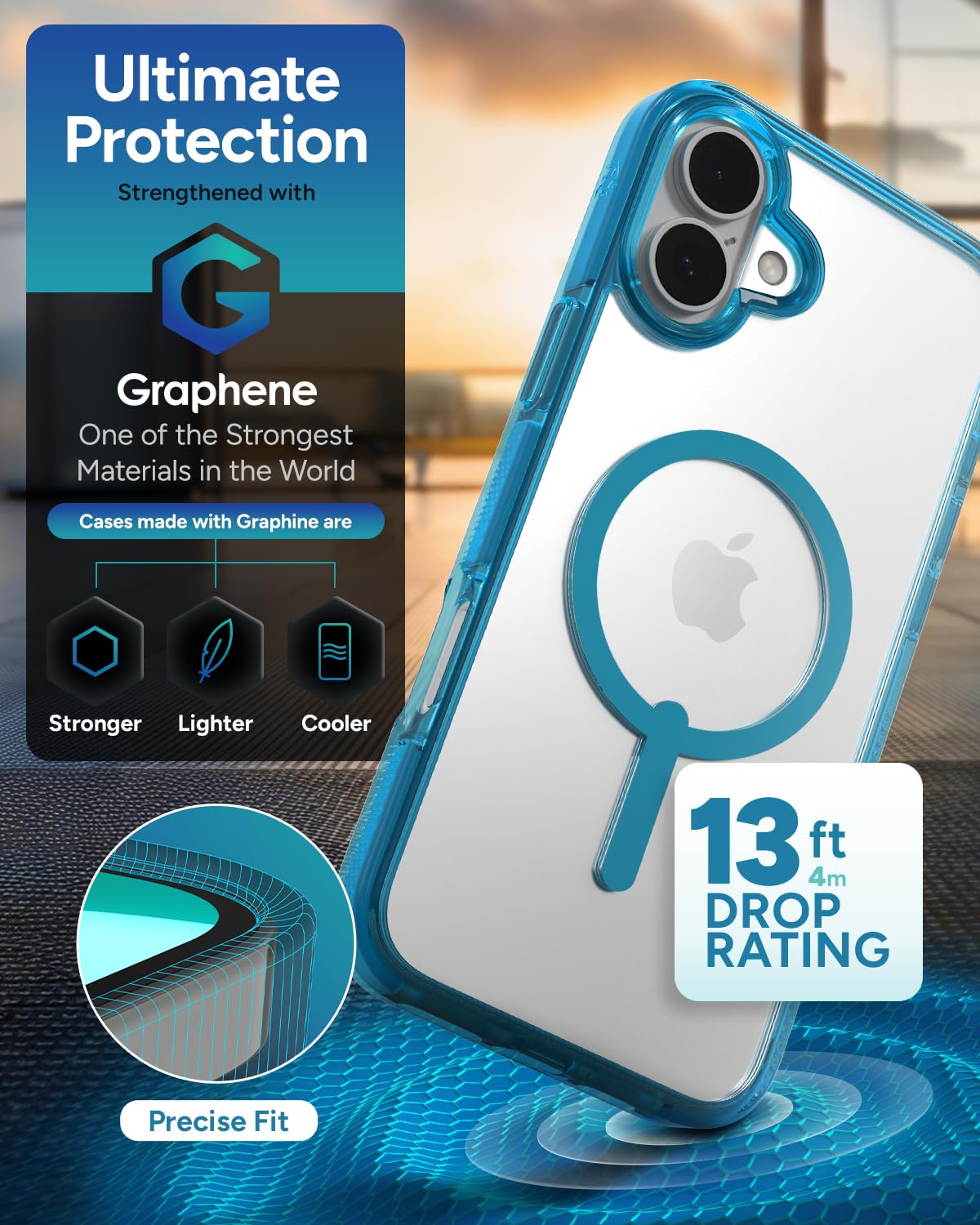 Foto 5 pulgar | Funda De Teléfono Zagg Santa Cruz Snap Para Iphone 16 Plus, Color Azul - Venta Internacional.