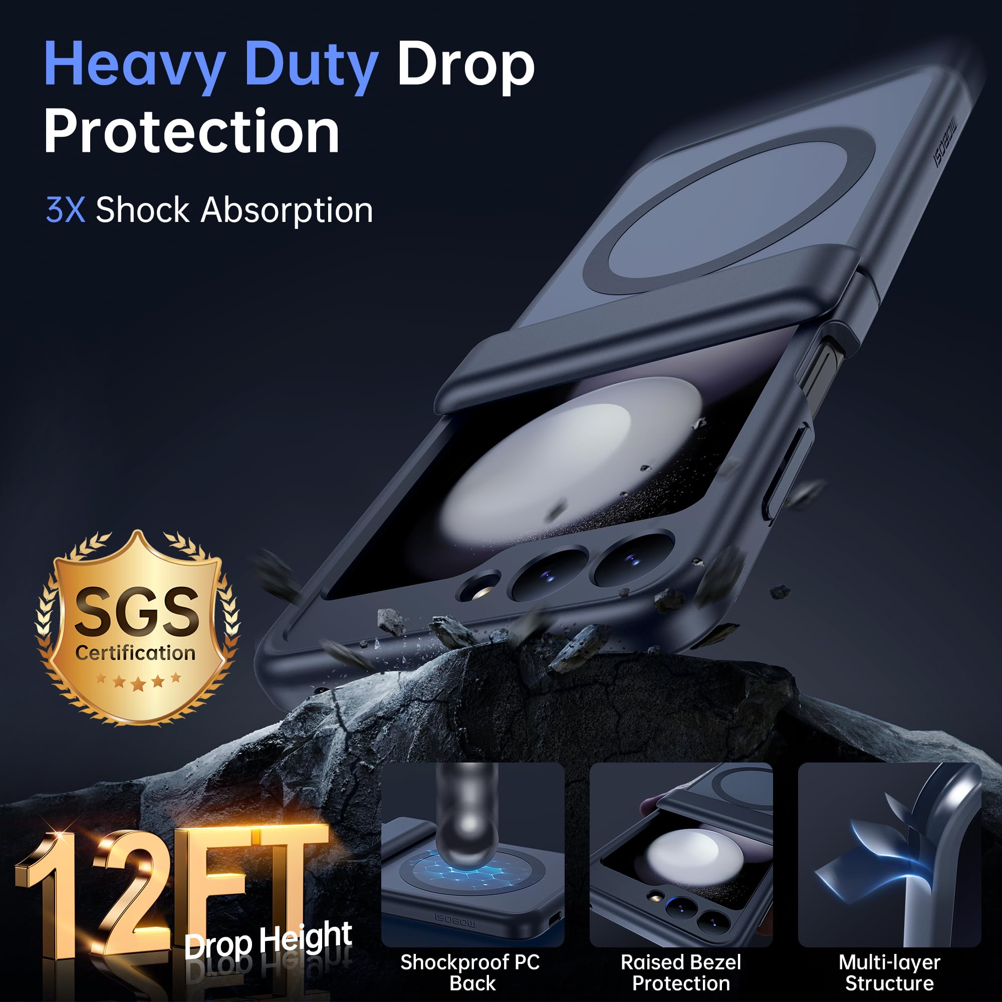 Foto 5 | Funda De Teléfono Mobosi Para Samsung Galaxy Z Flip 5 2023 Negra - Venta Internacional.