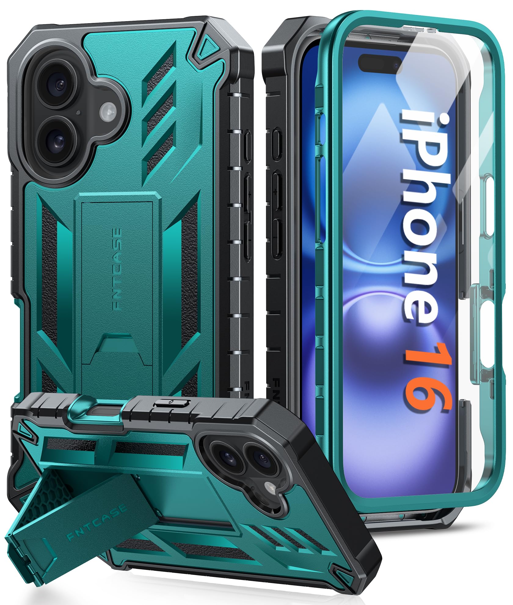 Foto 2 pulgar | Funda De Teléfono Fntcase Para Iphone 16 Con Soporte Verde De 6.1 Pulgadas - Venta Internacional.