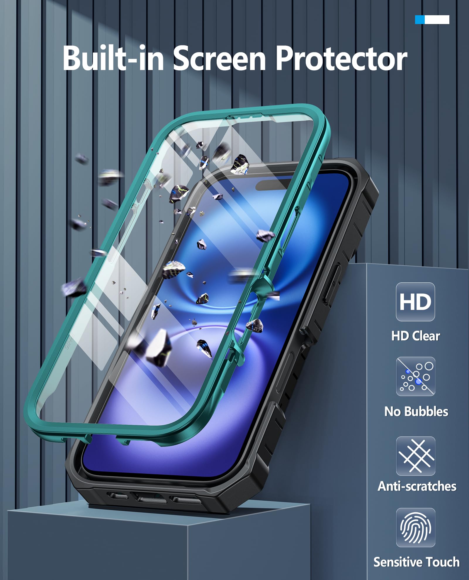 Foto 6 pulgar | Funda De Teléfono Fntcase Para Iphone 16 Con Soporte Verde De 6.1 Pulgadas - Venta Internacional.