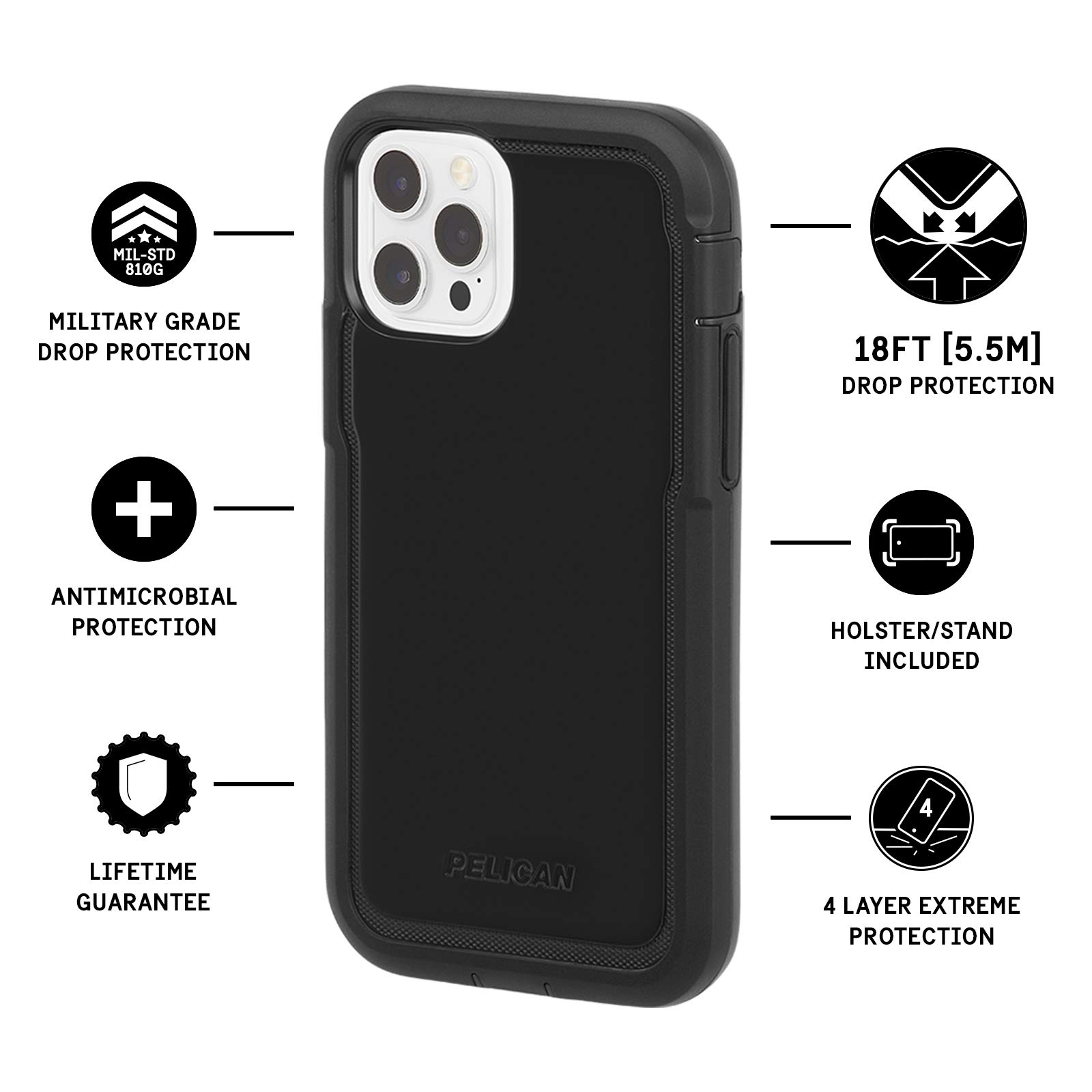 Foto 4 pulgar | Funda De Teléfono Pelican Voyager Series Para Iphone 12/12 Pro, Color Negro - Venta Internacional.