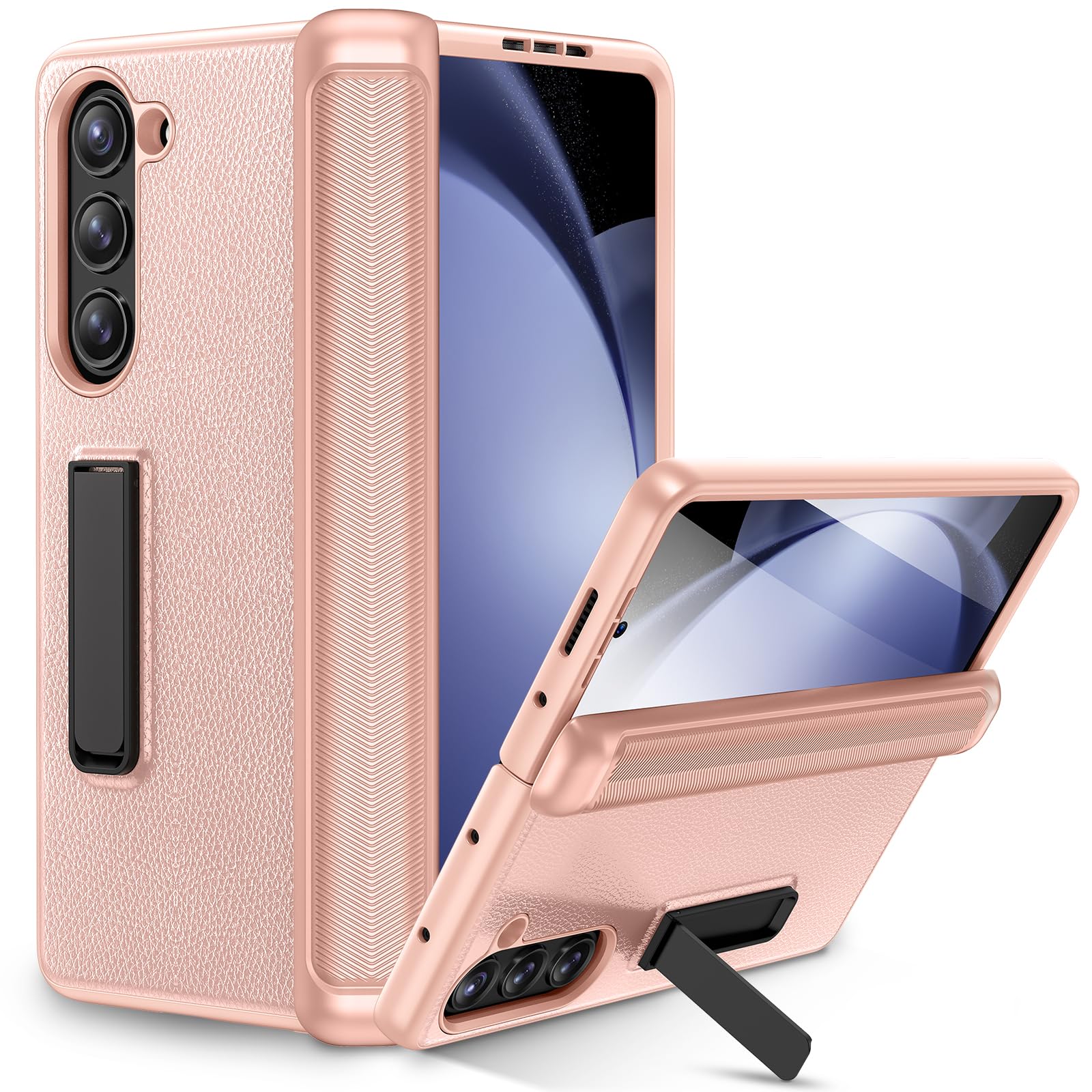 Foto 2 pulgar | Funda De Teléfono Ruky Para Samsung Galaxy Z Fold 5 Con Soporte Dorado - Venta Internacional.