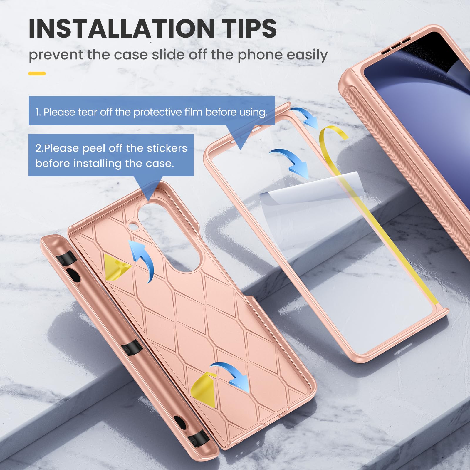 Foto 2 | Funda De Teléfono Ruky Para Samsung Galaxy Z Fold 5 Con Soporte Dorado - Venta Internacional.