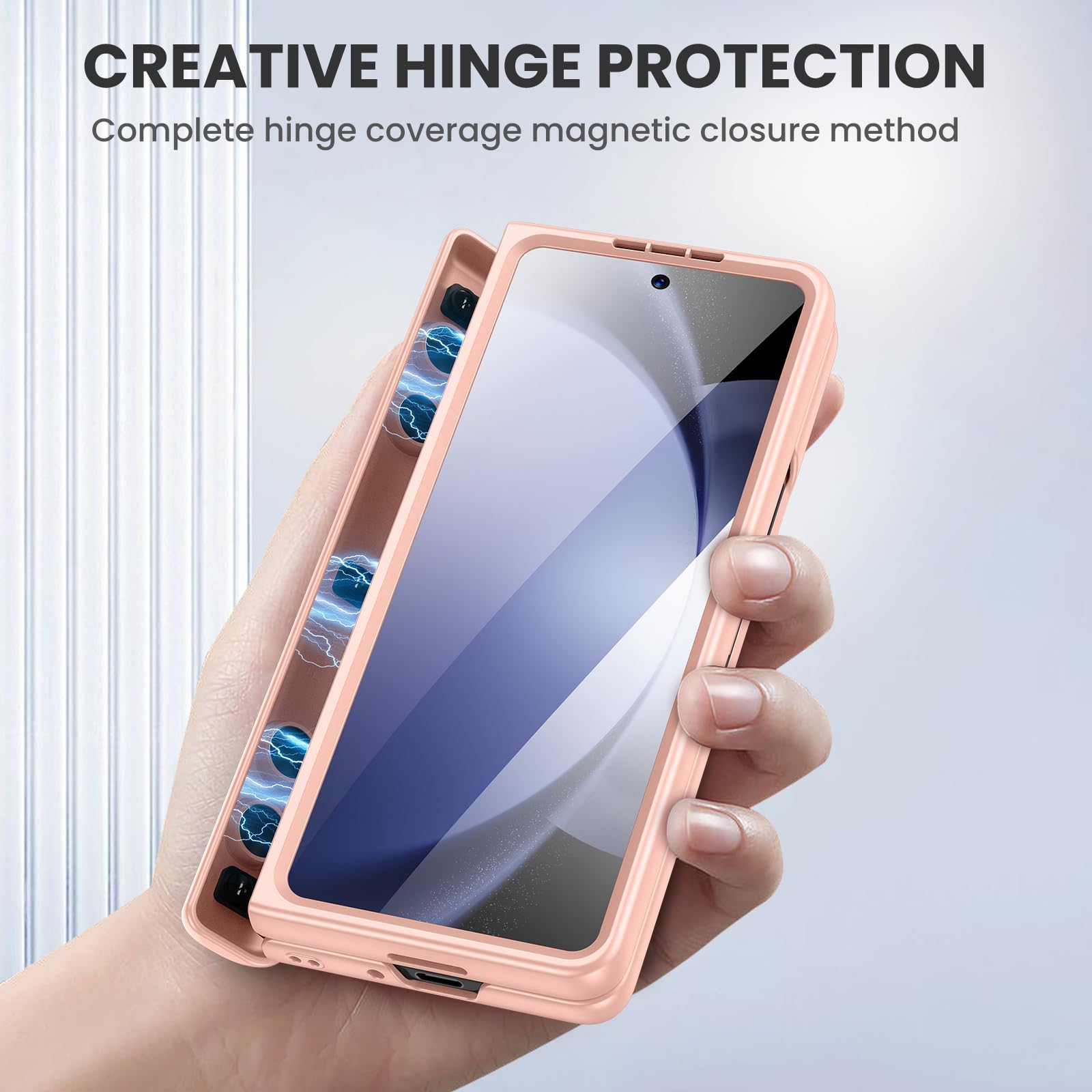 Foto 4 pulgar | Funda De Teléfono Ruky Para Samsung Galaxy Z Fold 5 Con Soporte Dorado - Venta Internacional.