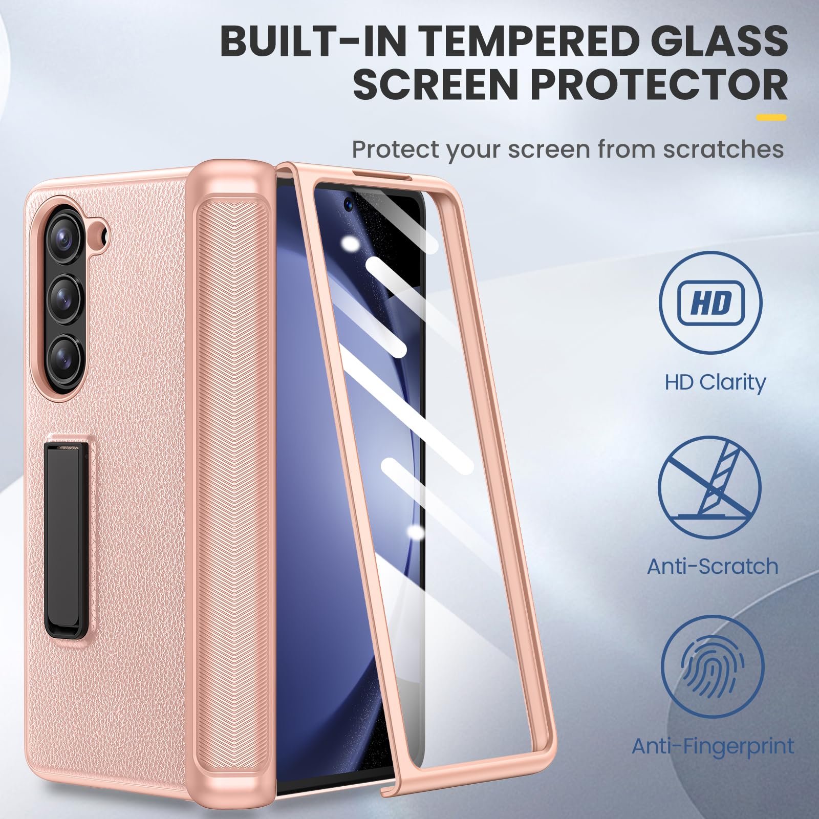 Foto 5 pulgar | Funda De Teléfono Ruky Para Samsung Galaxy Z Fold 5 Con Soporte Dorado - Venta Internacional.