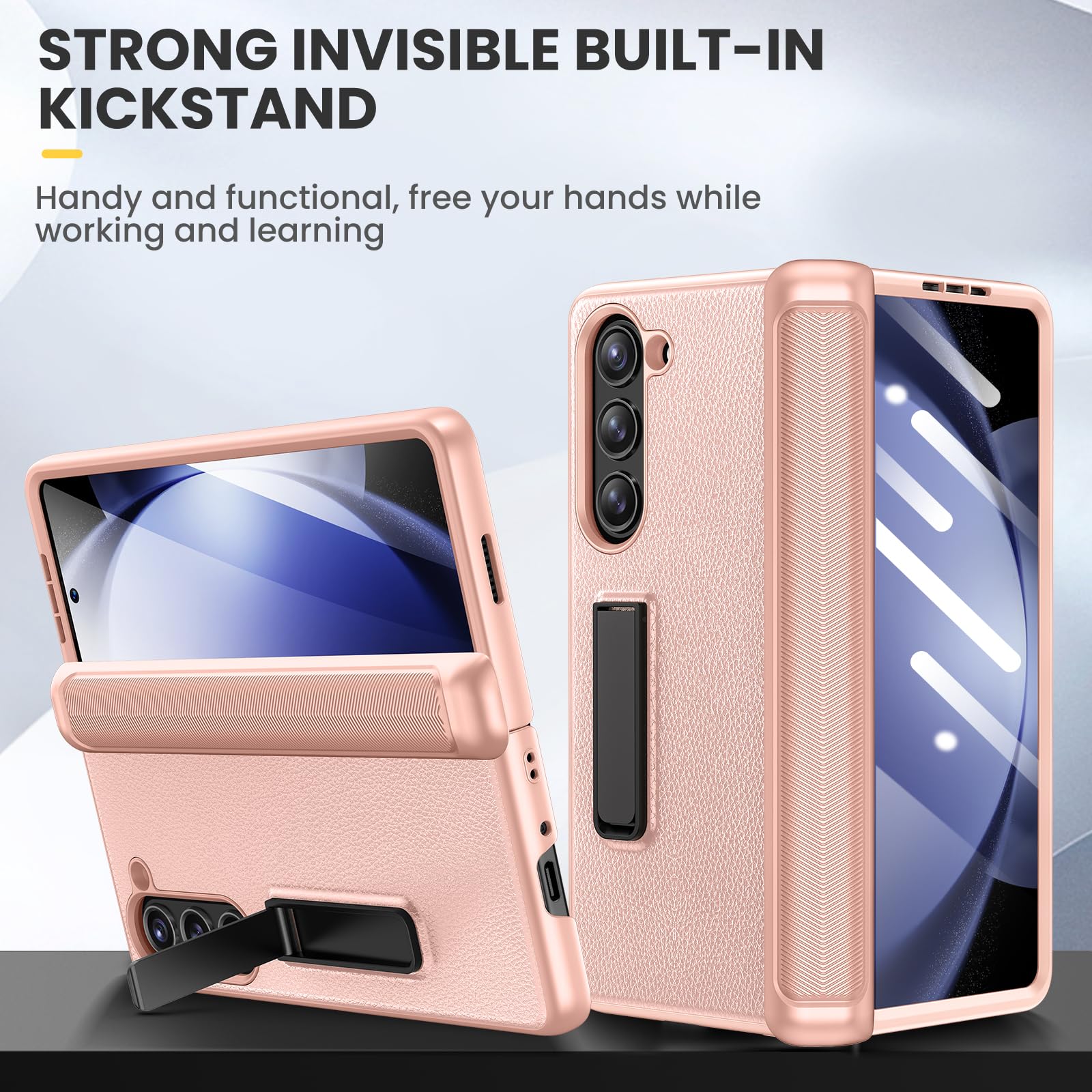 Foto 6 pulgar | Funda De Teléfono Ruky Para Samsung Galaxy Z Fold 5 Con Soporte Dorado - Venta Internacional.