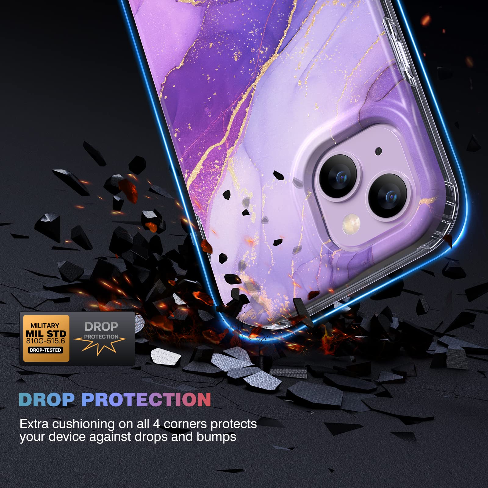 Foto 4 pulgar | Funda Para Teléfono Diaclara Diseñada Para Iphone 14 6.1, Color Morado Dorado - Venta Internacional.