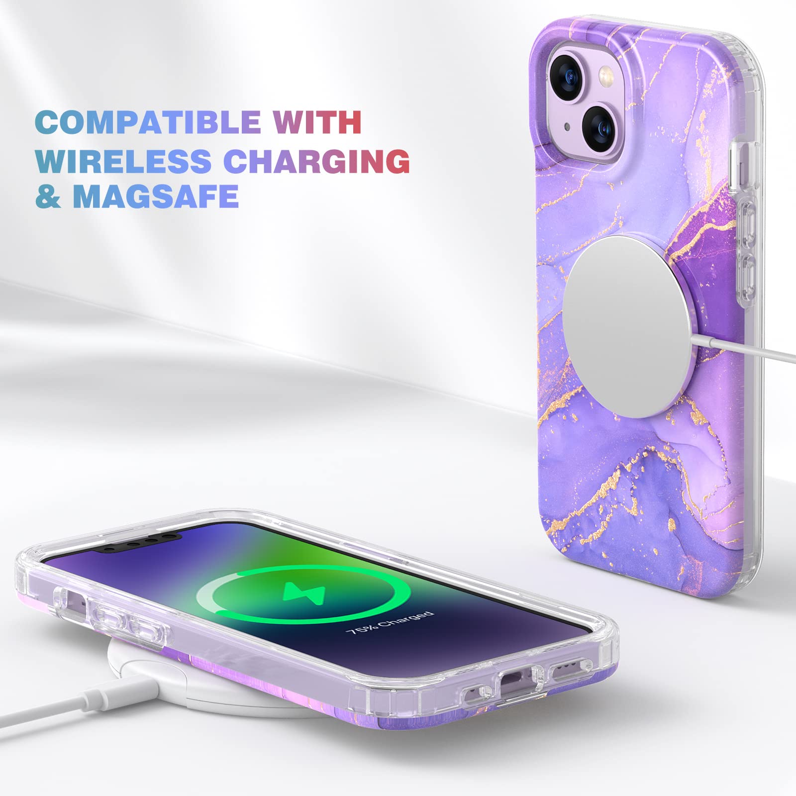 Foto 5 pulgar | Funda Para Teléfono Diaclara Diseñada Para Iphone 14 6.1, Color Morado Dorado - Venta Internacional.