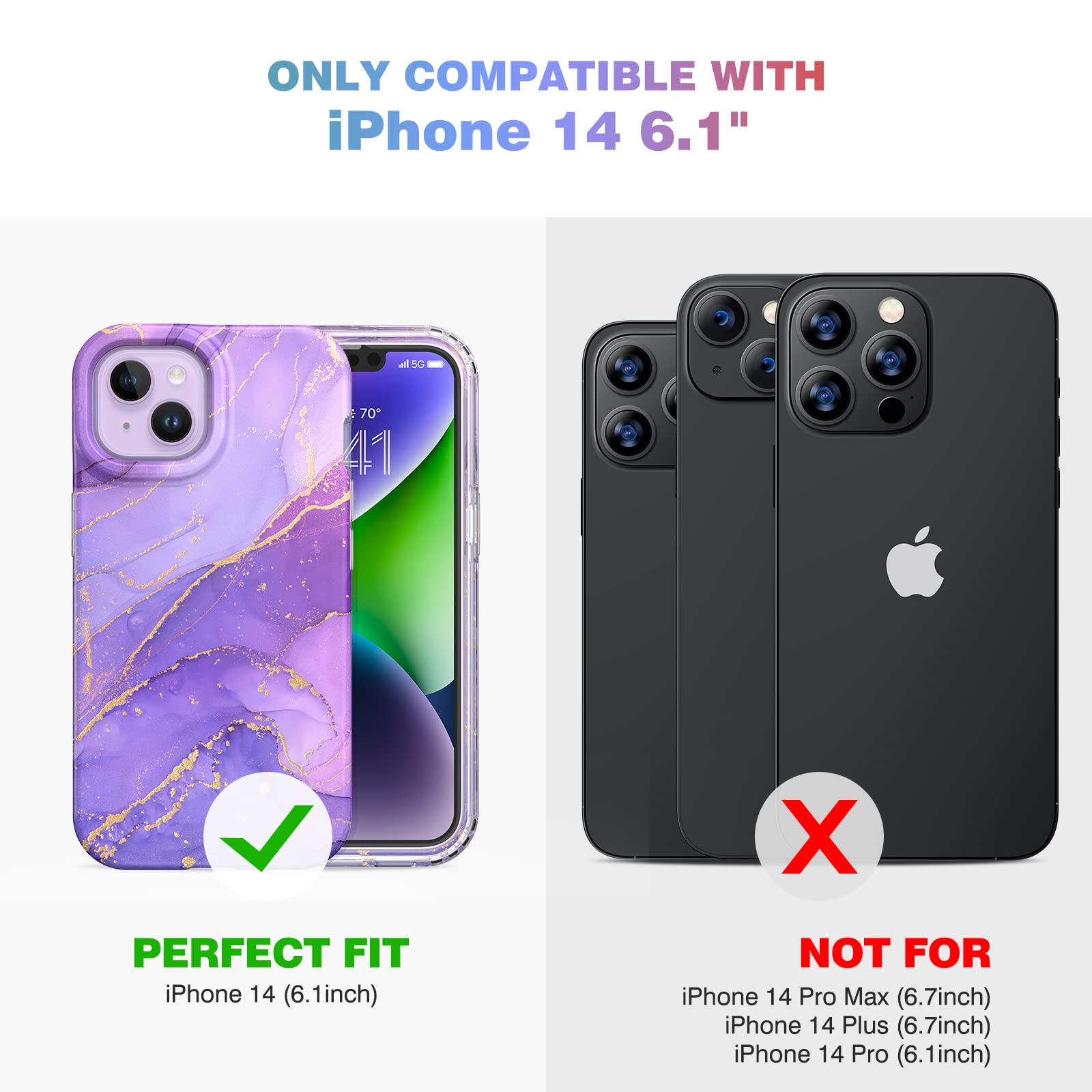 Foto 7 pulgar | Funda Para Teléfono Diaclara Diseñada Para Iphone 14 6.1, Color Morado Dorado - Venta Internacional.
