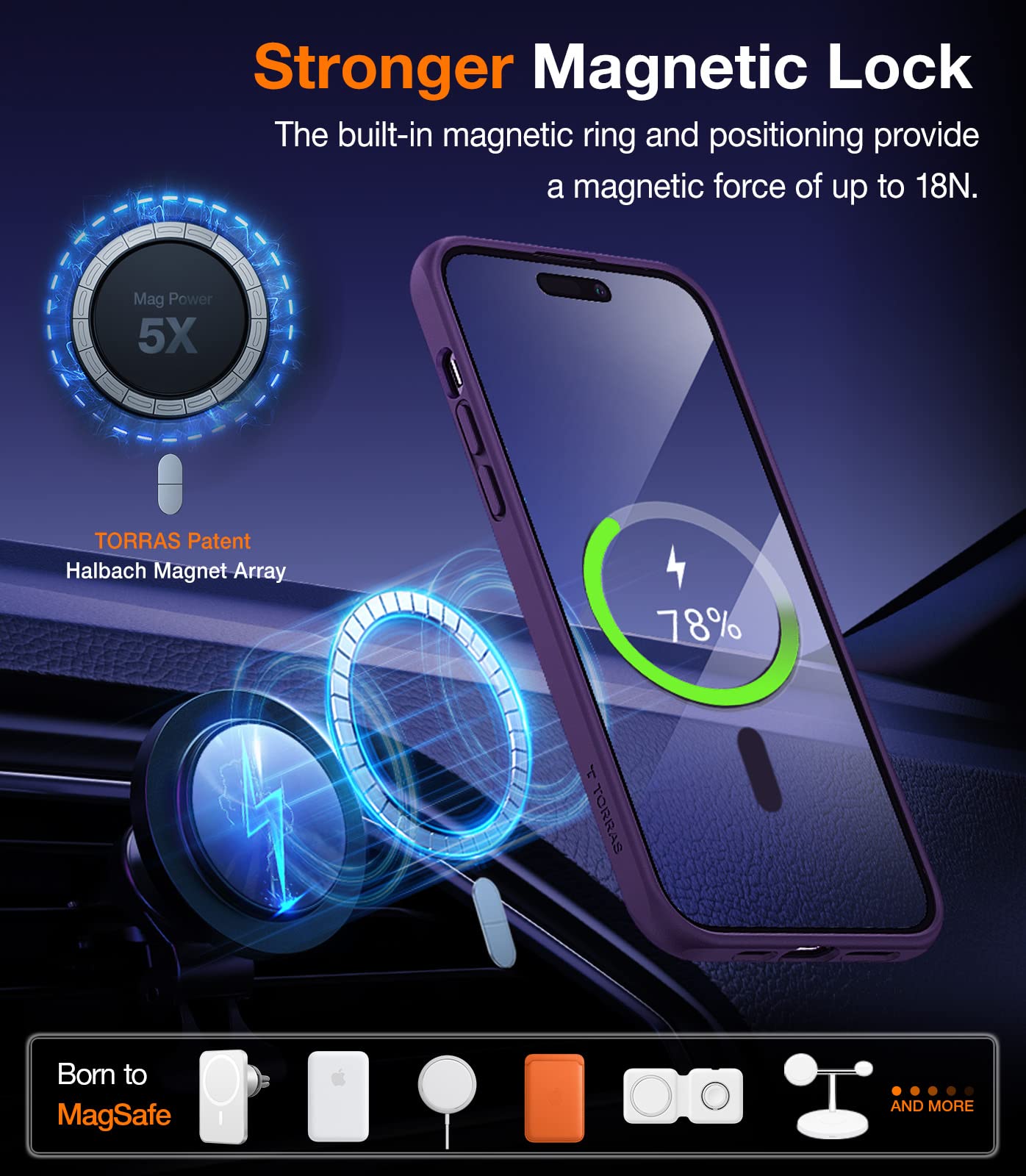 Foto 3 | Funda Para Teléfono Torras Strong Magnetic Stand Iphone 14 Pro Max - Venta Internacional.
