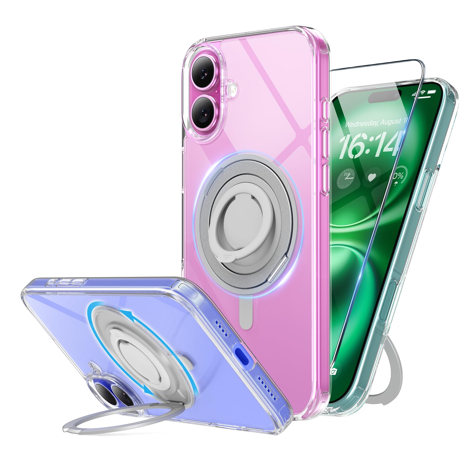 Foto 2 pulgar | Funda Surphy Con Soporte Magnético Para Iphone 16, Transparente, Con Anilla Para El Dedo - Venta Internacional.