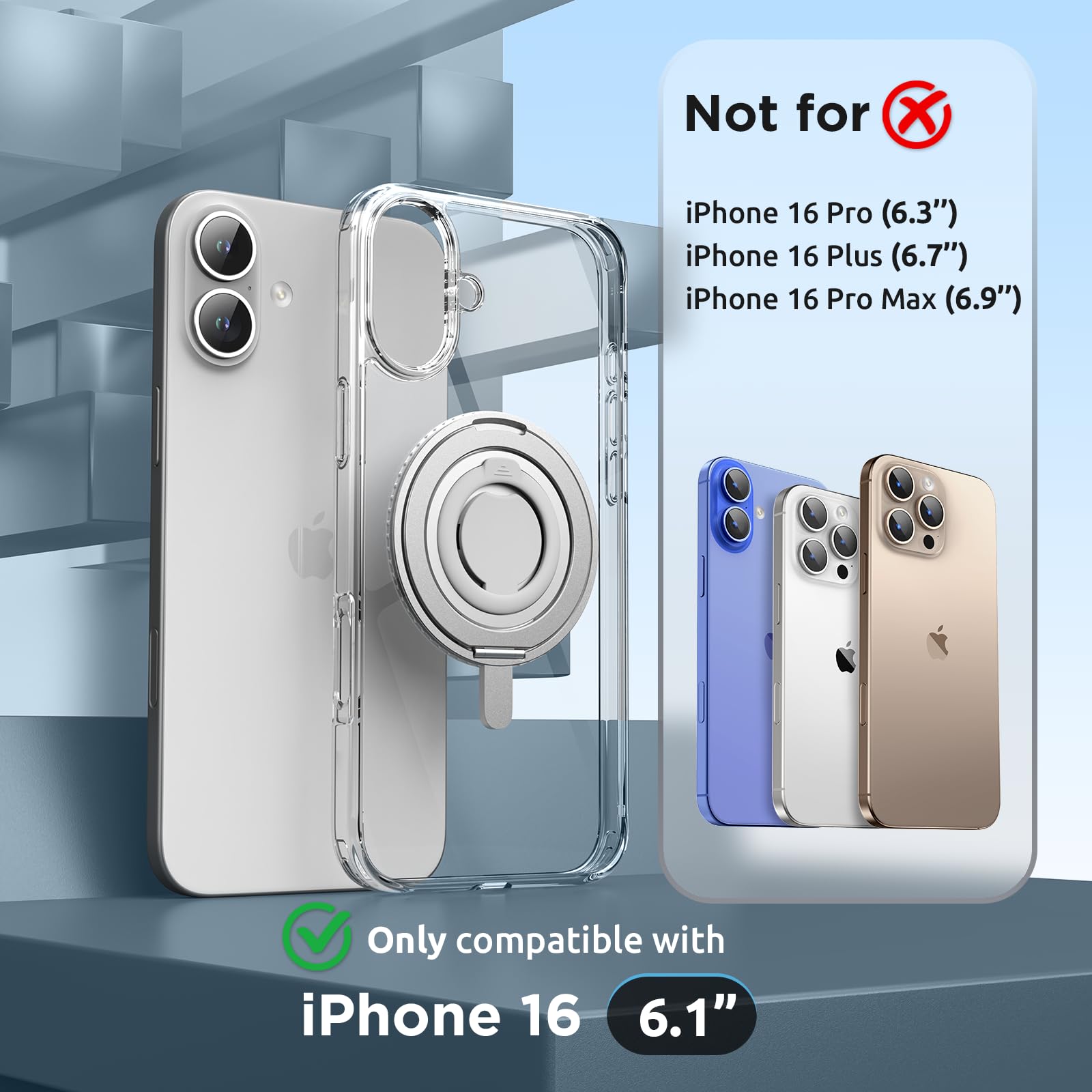 Foto 3 pulgar | Funda Surphy Con Soporte Magnético Para Iphone 16, Transparente, Con Anilla Para El Dedo - Venta Internacional.
