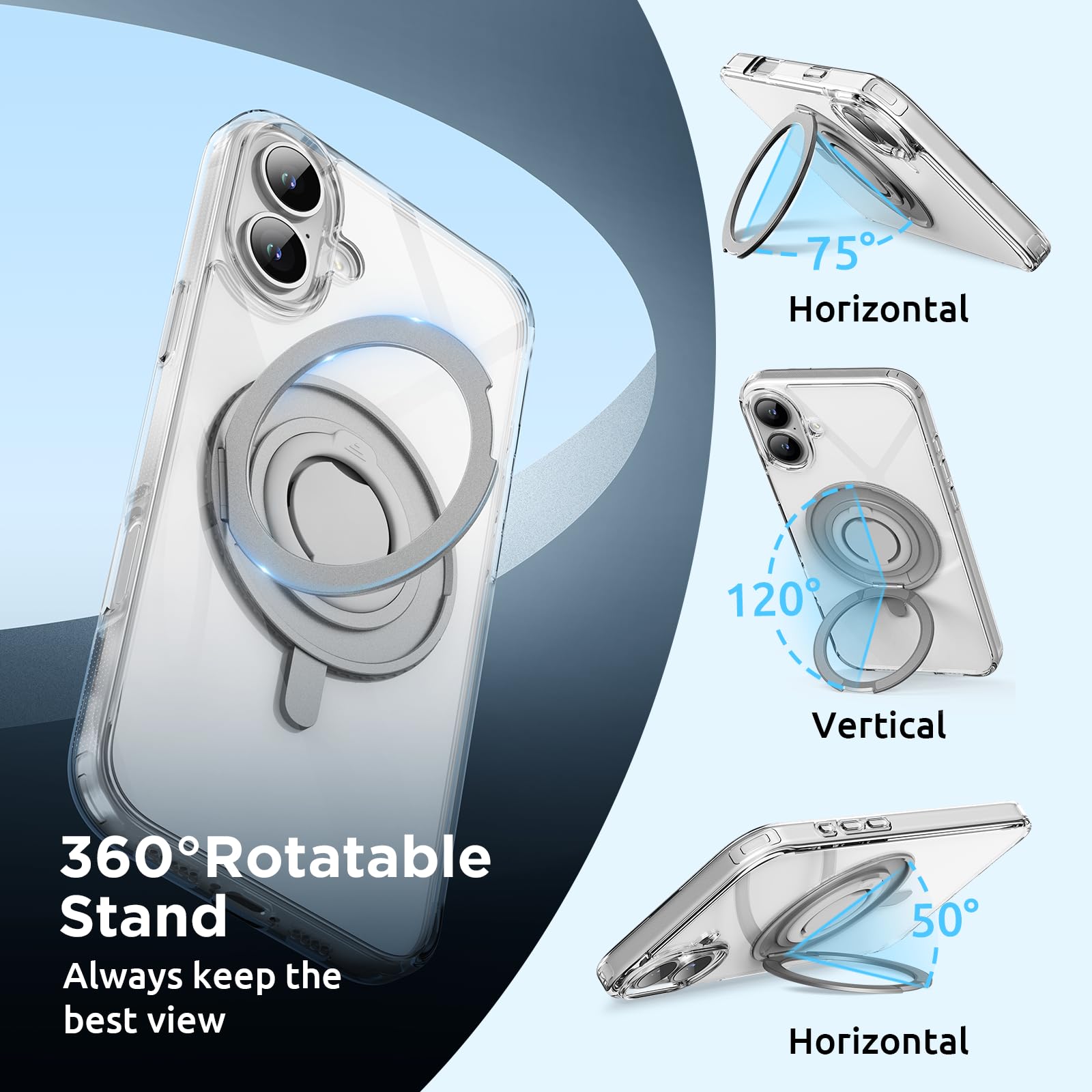 Foto 4 pulgar | Funda Surphy Con Soporte Magnético Para Iphone 16, Transparente, Con Anilla Para El Dedo - Venta Internacional.