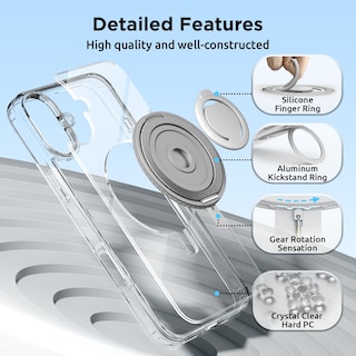 Foto 5 | Funda Surphy Con Soporte Magnético Para Iphone 16, Transparente, Con Anilla Para El Dedo - Venta Internacional.