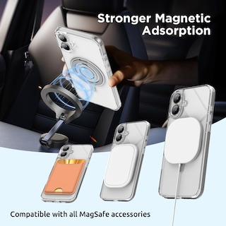 Foto 6 | Funda Surphy Con Soporte Magnético Para Iphone 16, Transparente, Con Anilla Para El Dedo - Venta Internacional.