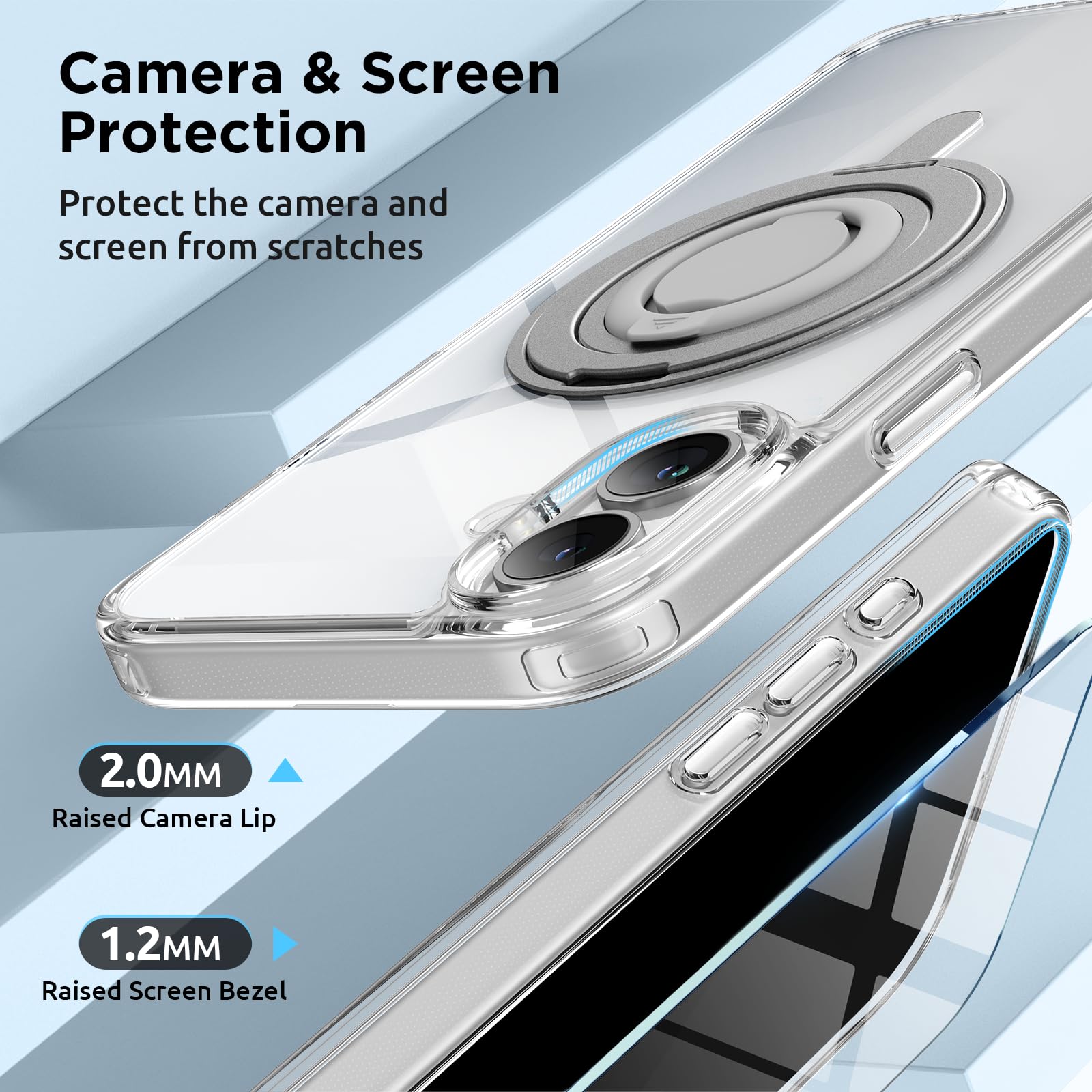 Foto 7 | Funda Surphy Con Soporte Magnético Para Iphone 16, Transparente, Con Anilla Para El Dedo - Venta Internacional.