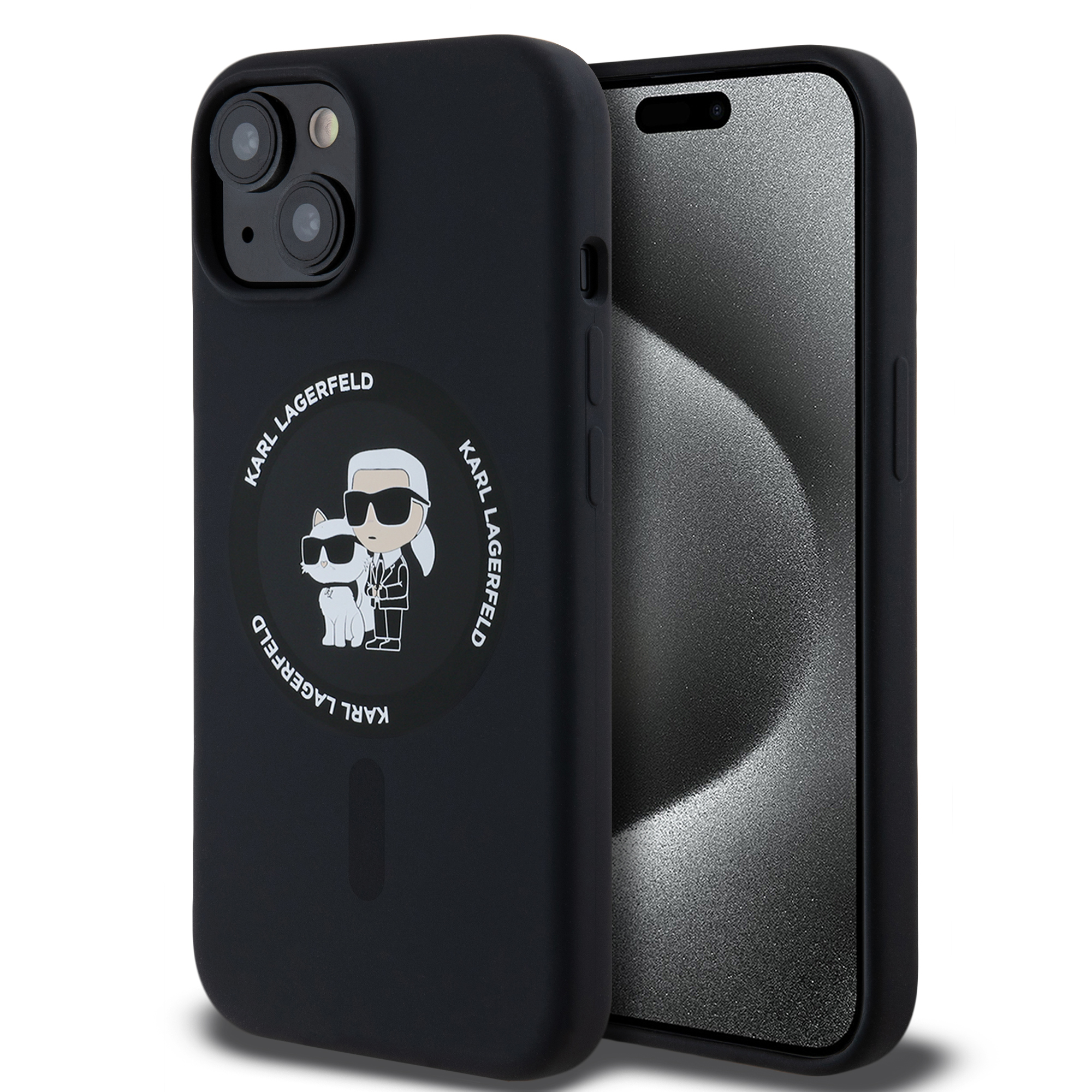 Funda Karl Silicón Con Anillo K&c Para Iphone 15 - Negro