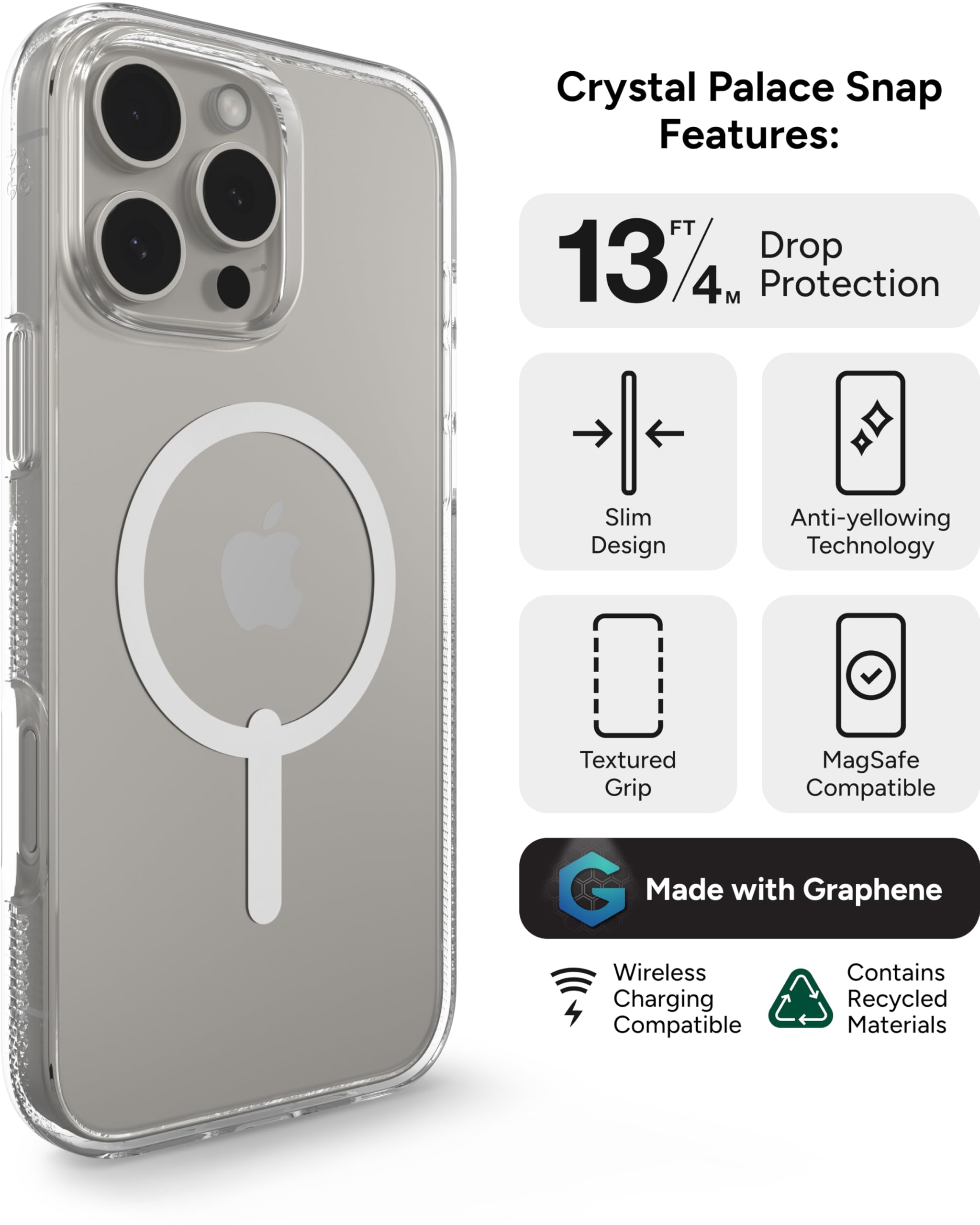 Foto 4 pulgar | Funda Snap Zagg Crystal Palace Para Iphone 16 Pro Max, Transparente - Venta Internacional.