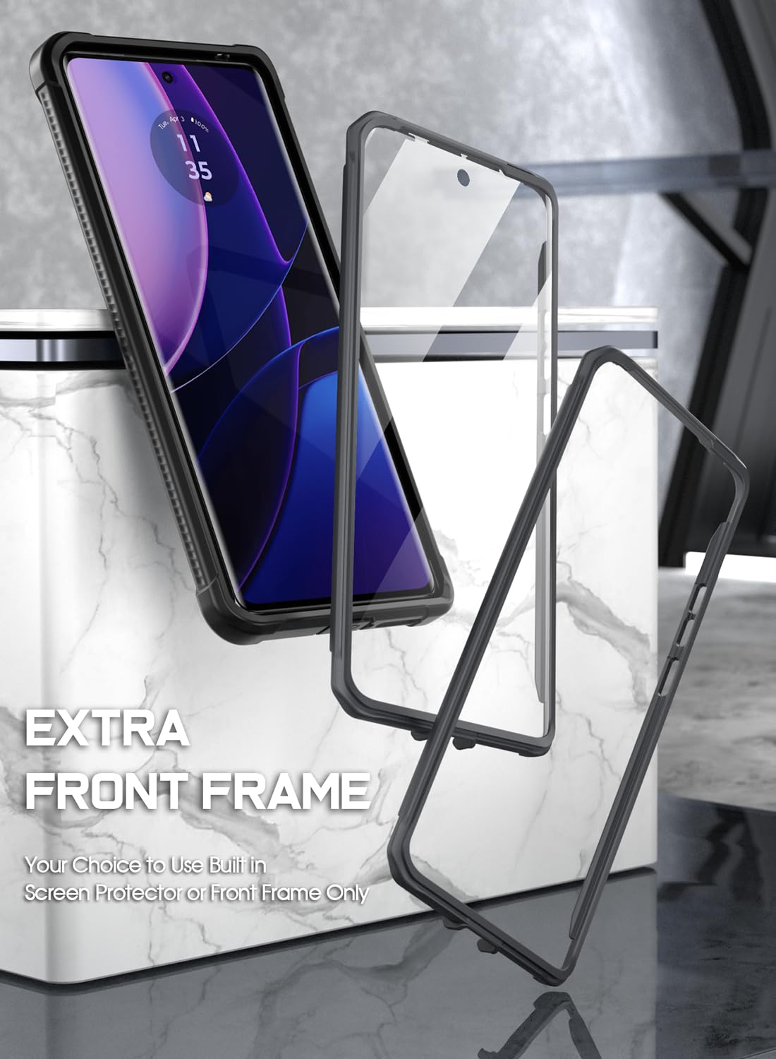 Foto 3 | Funda Poetic Guardian Para Motorola Moto Edge 2023, Color Negro Y Transparente - Venta Internacional.