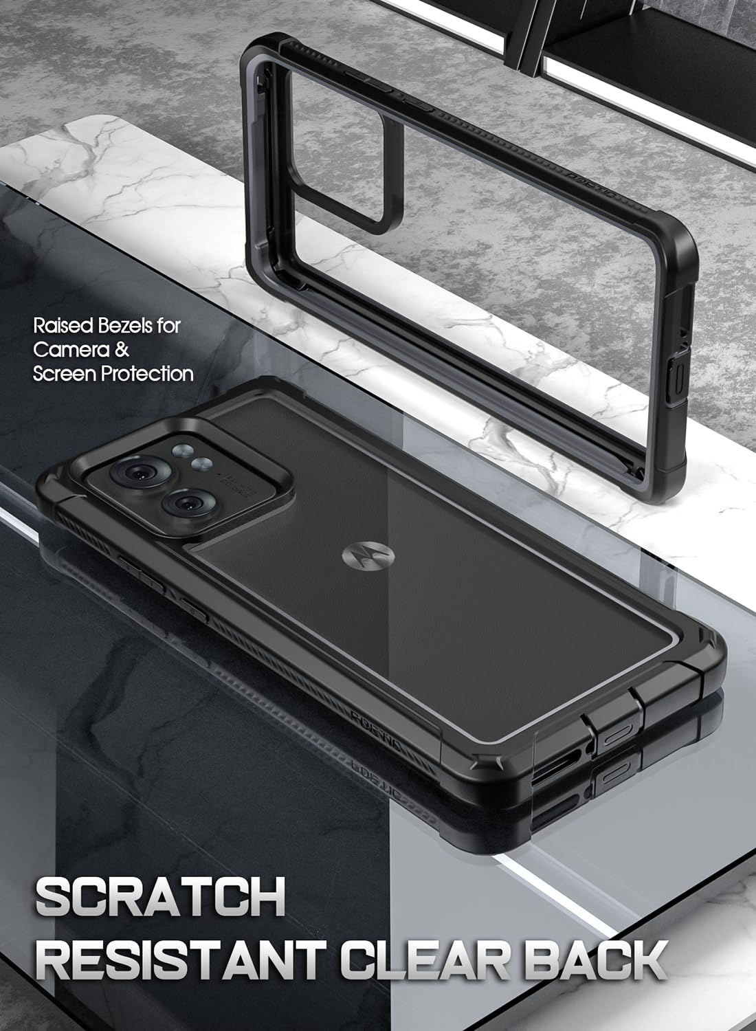 Foto 5 pulgar | Funda Poetic Guardian Para Motorola Moto Edge 2023, Color Negro Y Transparente - Venta Internacional.