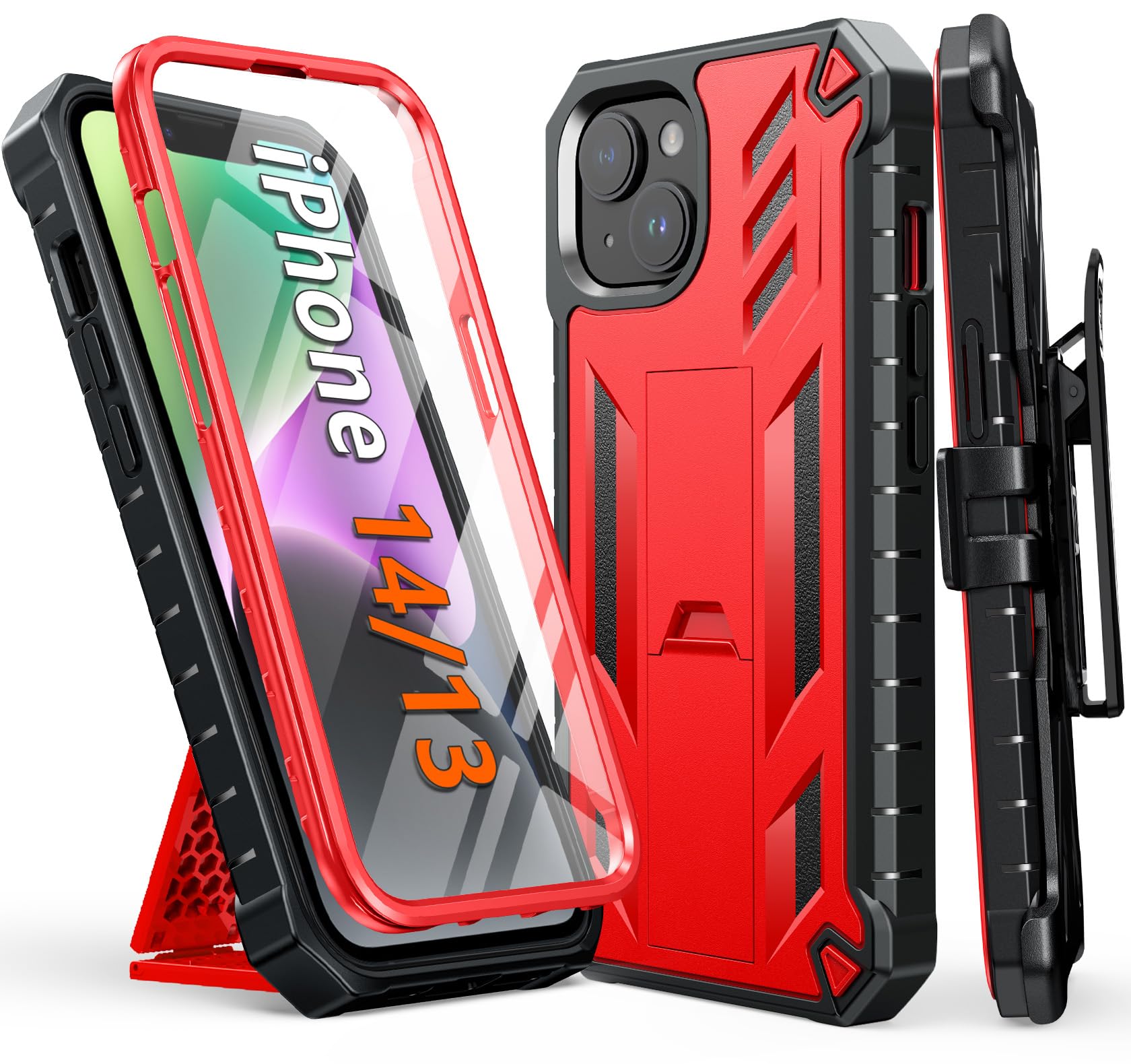 Foto 2 pulgar | Funda De Teléfono Fntcase Para Iphone 14/13 Con Clip Para Cinturón Y Soporte - Venta Internacional.