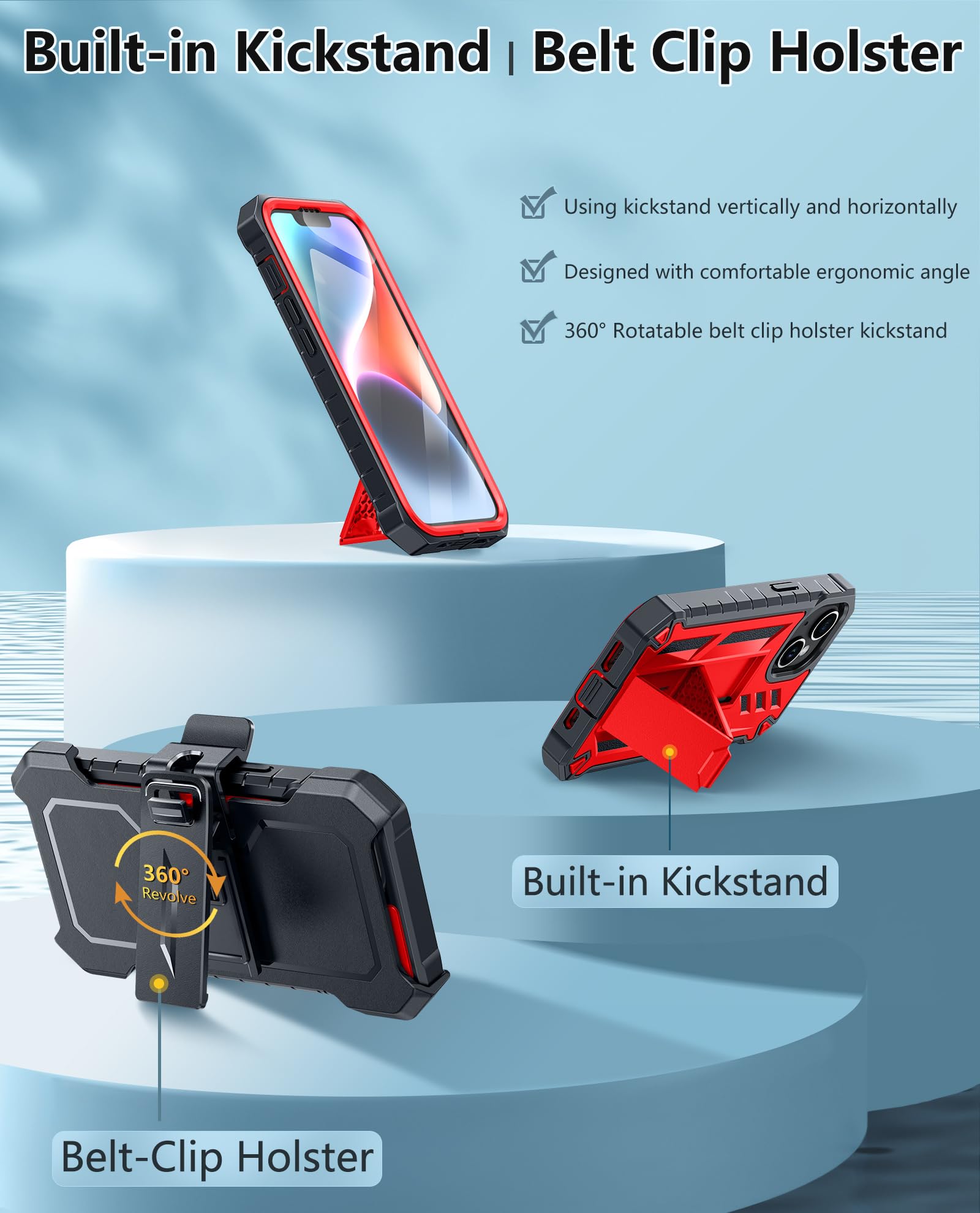 Foto 3 pulgar | Funda De Teléfono Fntcase Para Iphone 14/13 Con Clip Para Cinturón Y Soporte - Venta Internacional.