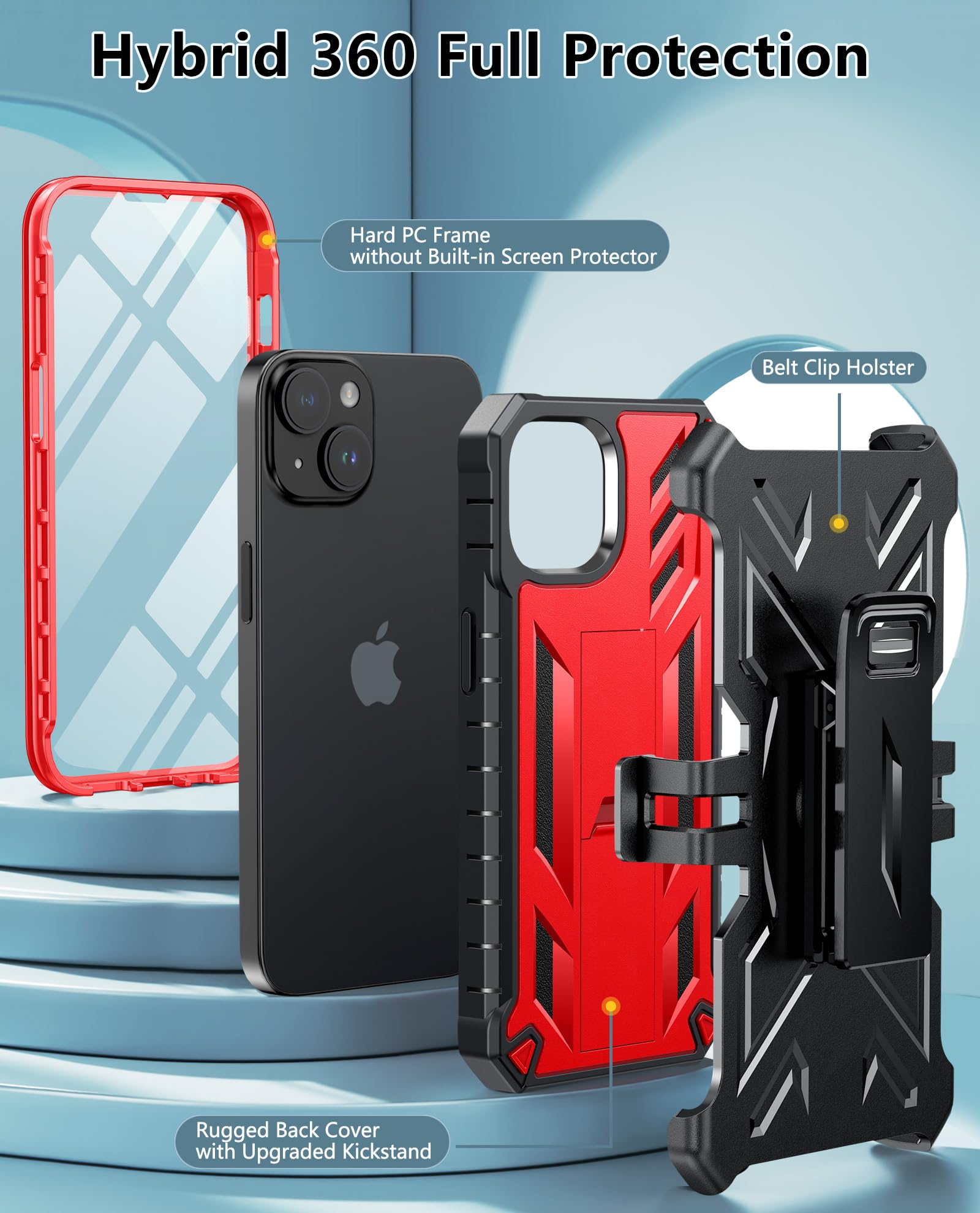 Foto 5 pulgar | Funda De Teléfono Fntcase Para Iphone 14/13 Con Clip Para Cinturón Y Soporte - Venta Internacional.