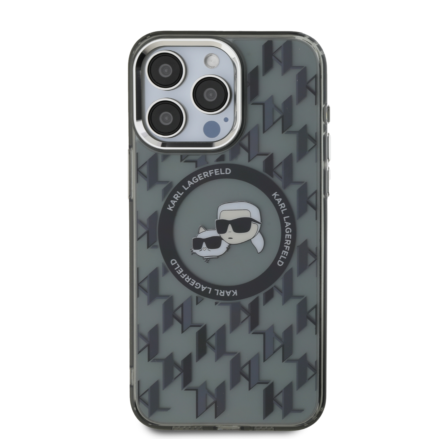 Foto 4 pulgar | Funda Karl Monograma Cabeza K&c Para Iphone 15 Pro - Negro