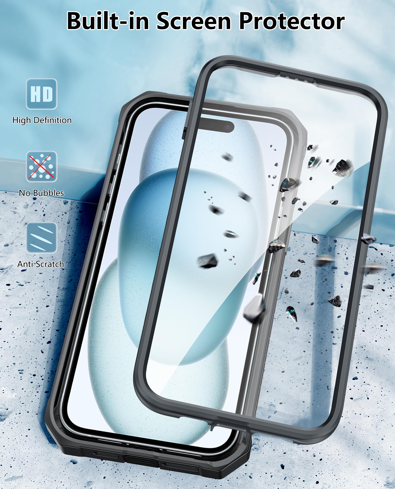 Foto 3 pulgar | Funda De Teléfono Fntcase Para Iphone 15 Plus Con Protección Contra Caídas - Venta Internacional.