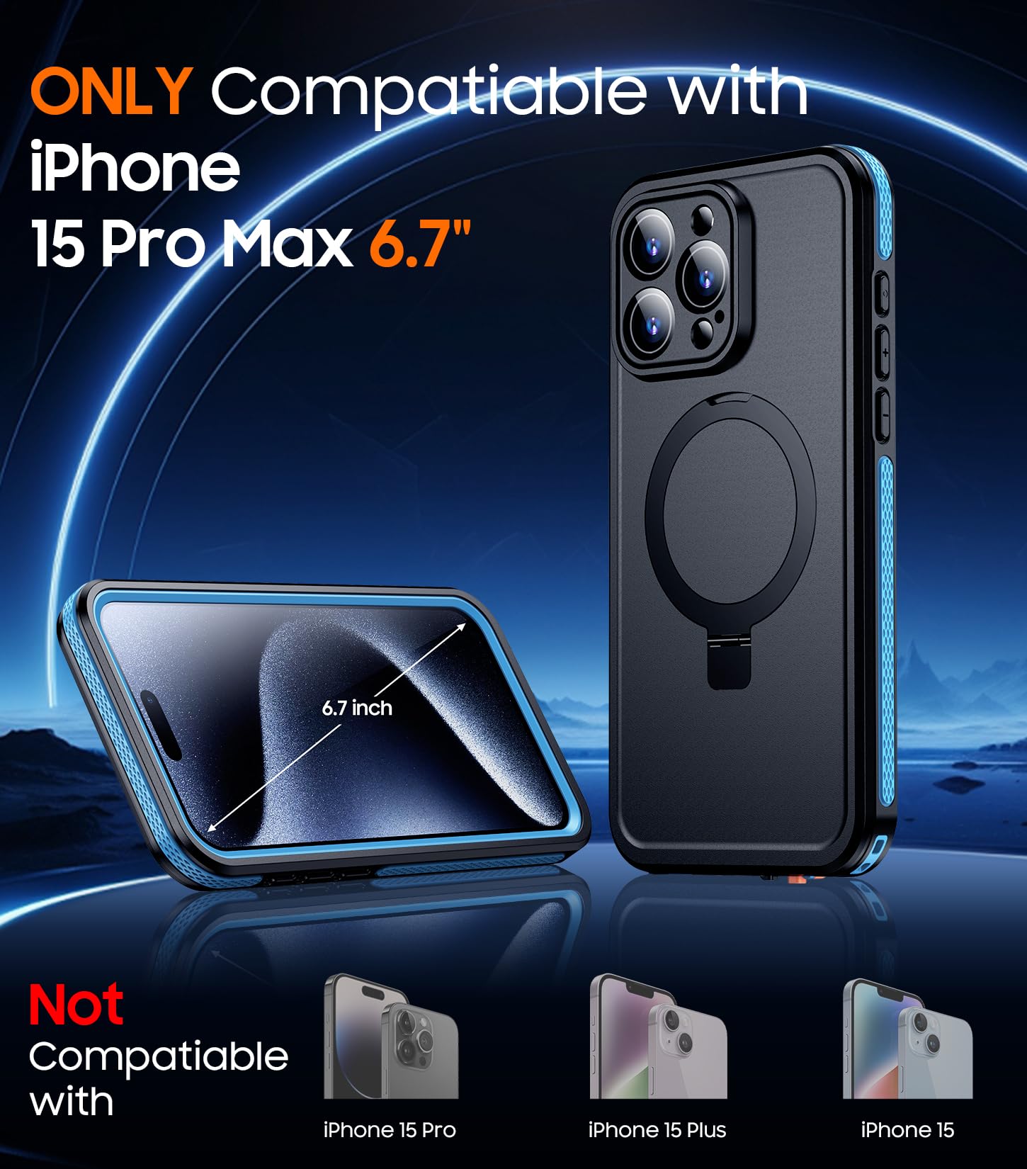 Foto 3 pulgar | Funda De Teléfono Temdan Magnética Impermeable Para Iphone 15 Pro Max - Venta Internacional.