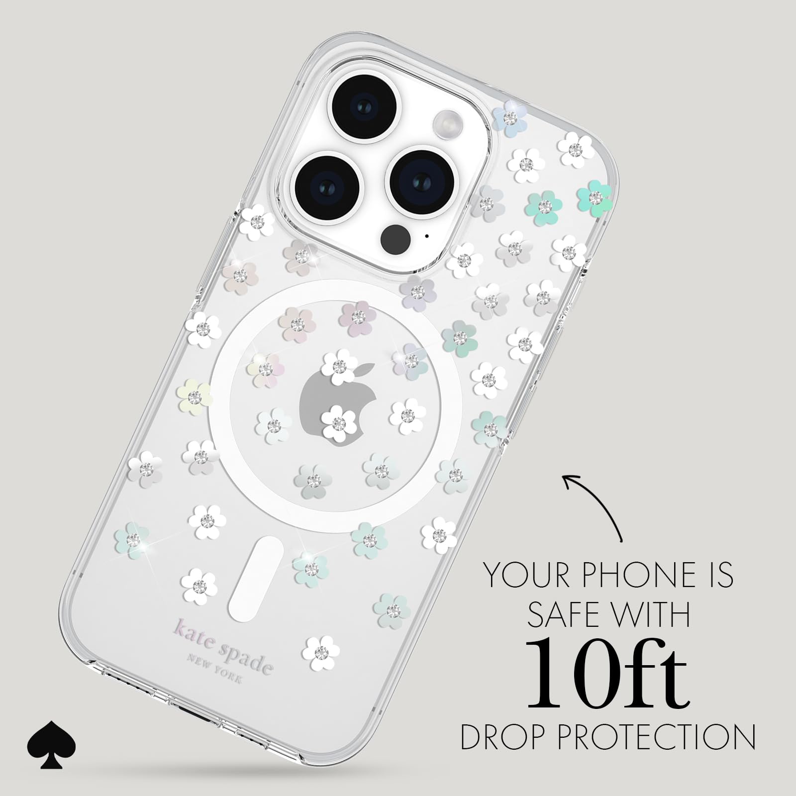 Foto 4 pulgar | Funda De Teléfono Kate Spade New York Iphone 15 Pro Con Flores Dispersas - Venta Internacional.