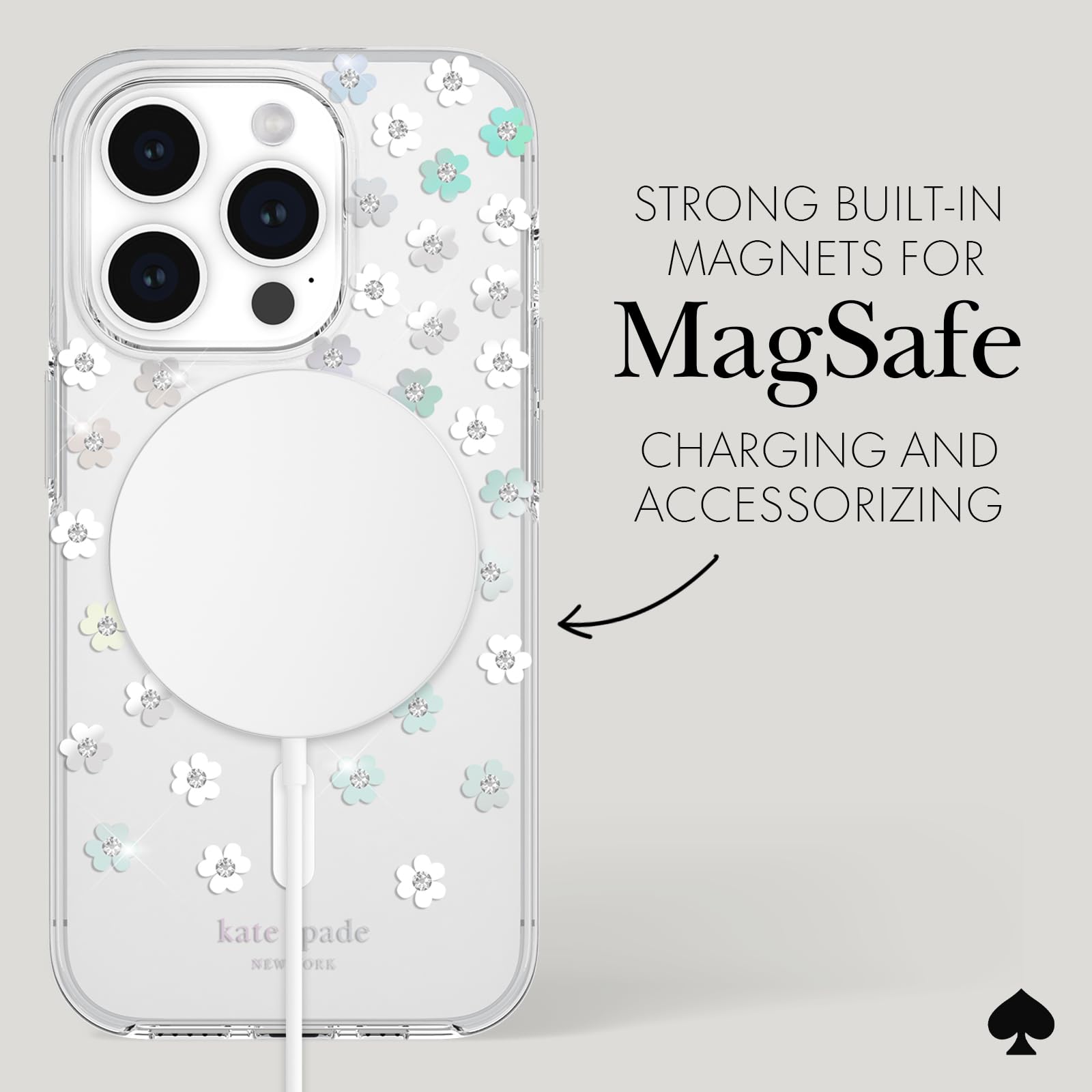 Foto 6 pulgar | Funda De Teléfono Kate Spade New York Iphone 15 Pro Con Flores Dispersas - Venta Internacional.