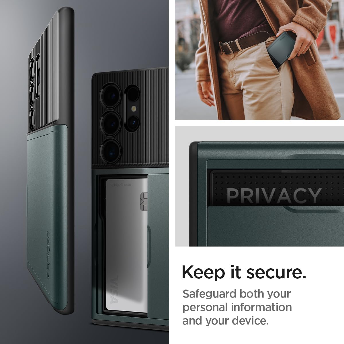 Foto 5 pulgar | Funda Spigen Slim Armor Cs Para Galaxy S24 Ultra Abyss Green - Venta Internacional.