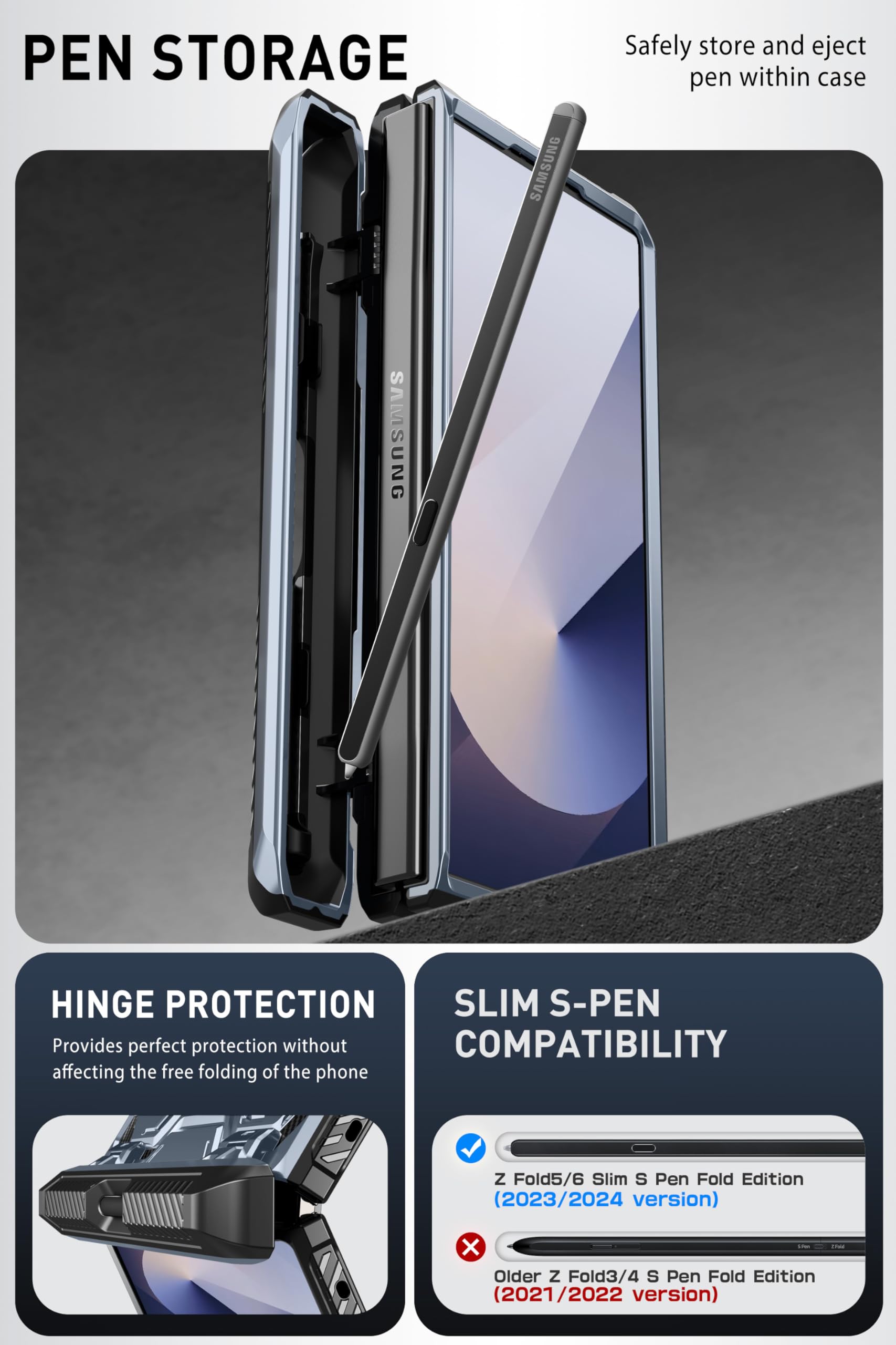 Foto 7 pulgar | Funda De Teléfono I-blason Para Samsung Galaxy Z Fold 6 Con S Pen Azul Oscuro - Venta Internacional.