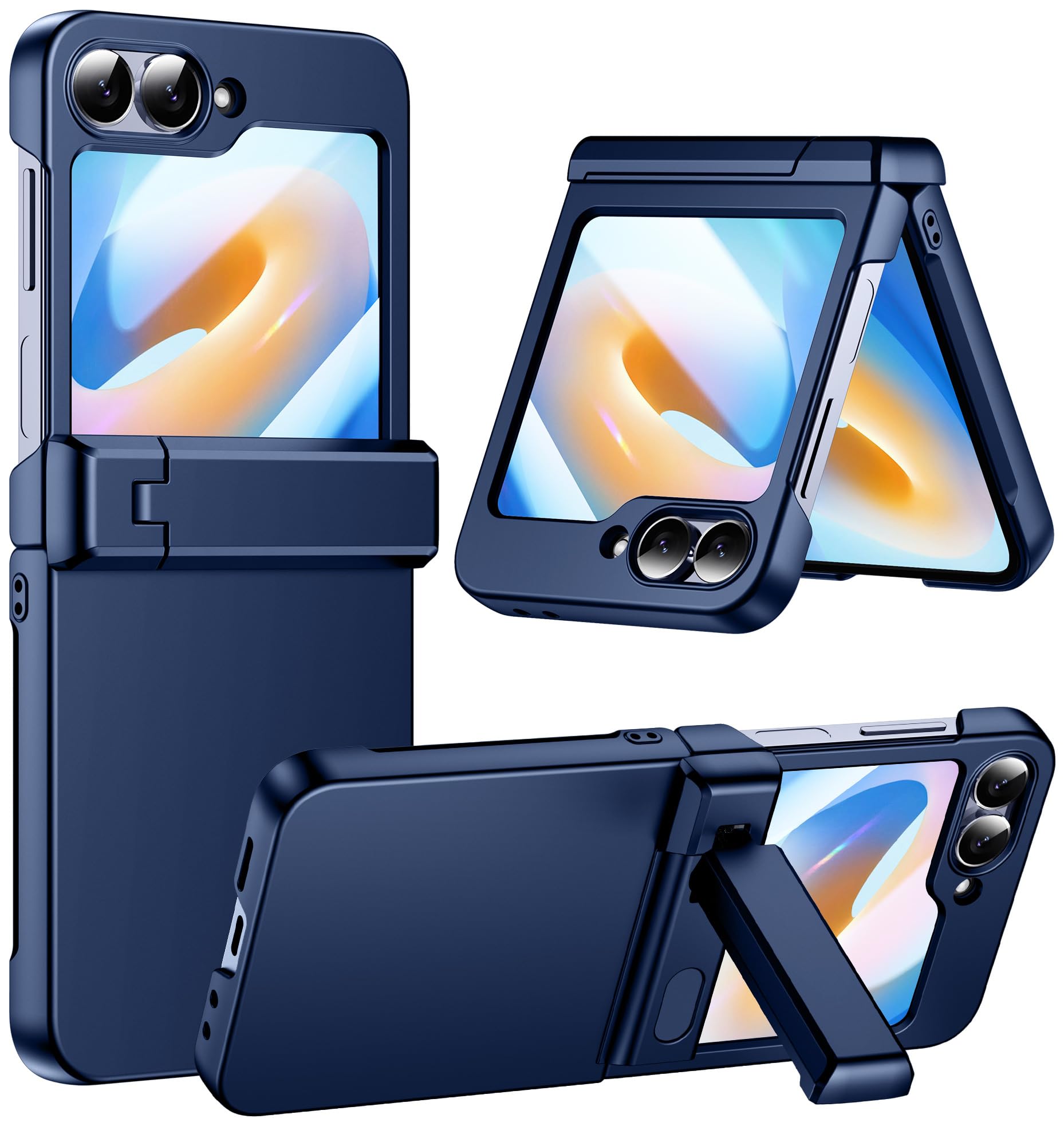 Foto 2 pulgar | Funda De Teléfono Temdan Para Samsung Galaxy Z Flip 6, Color Azul Marino - Venta Internacional.